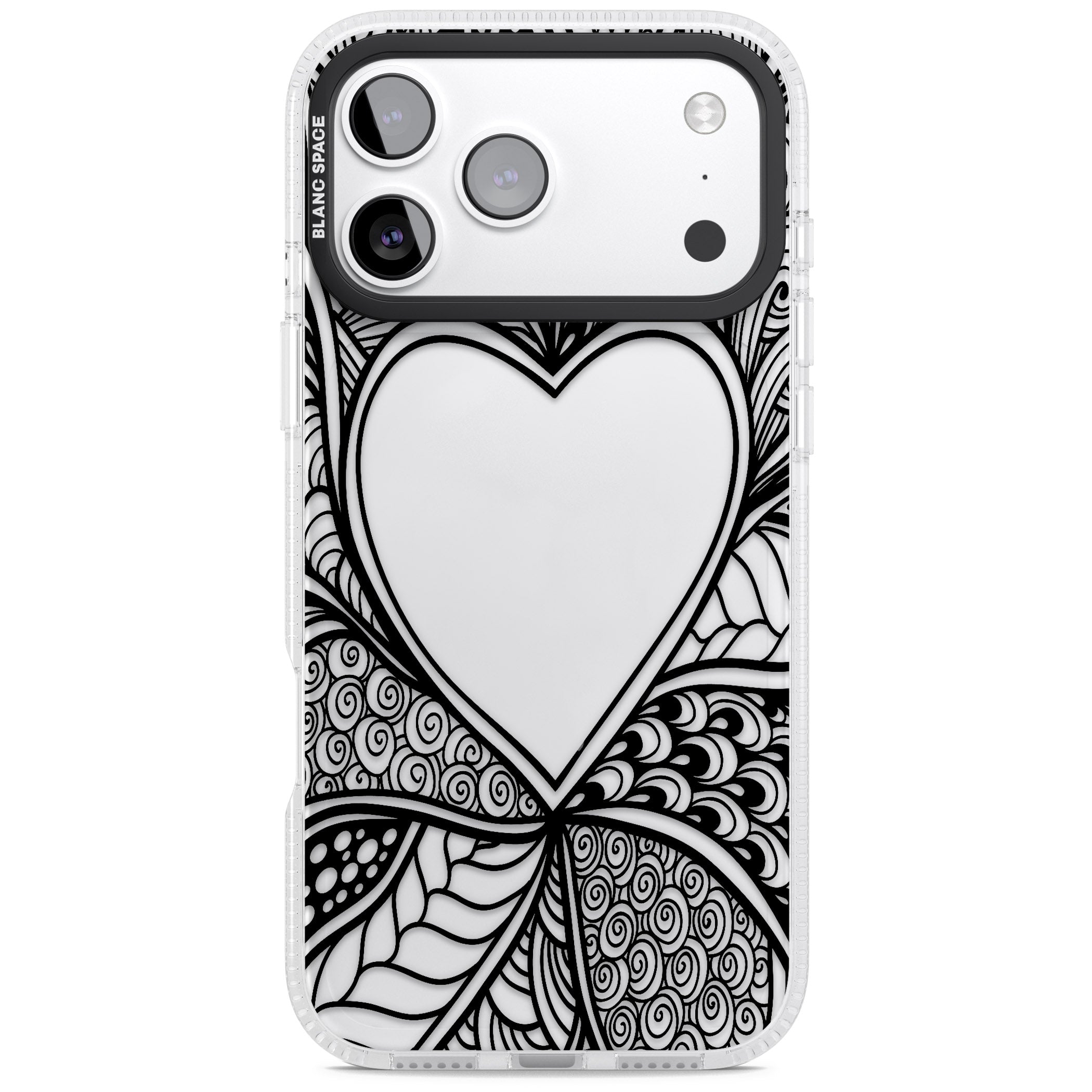 Black Henna Heart iPhone 17 Pro Max Impact Air Clear Phone Case