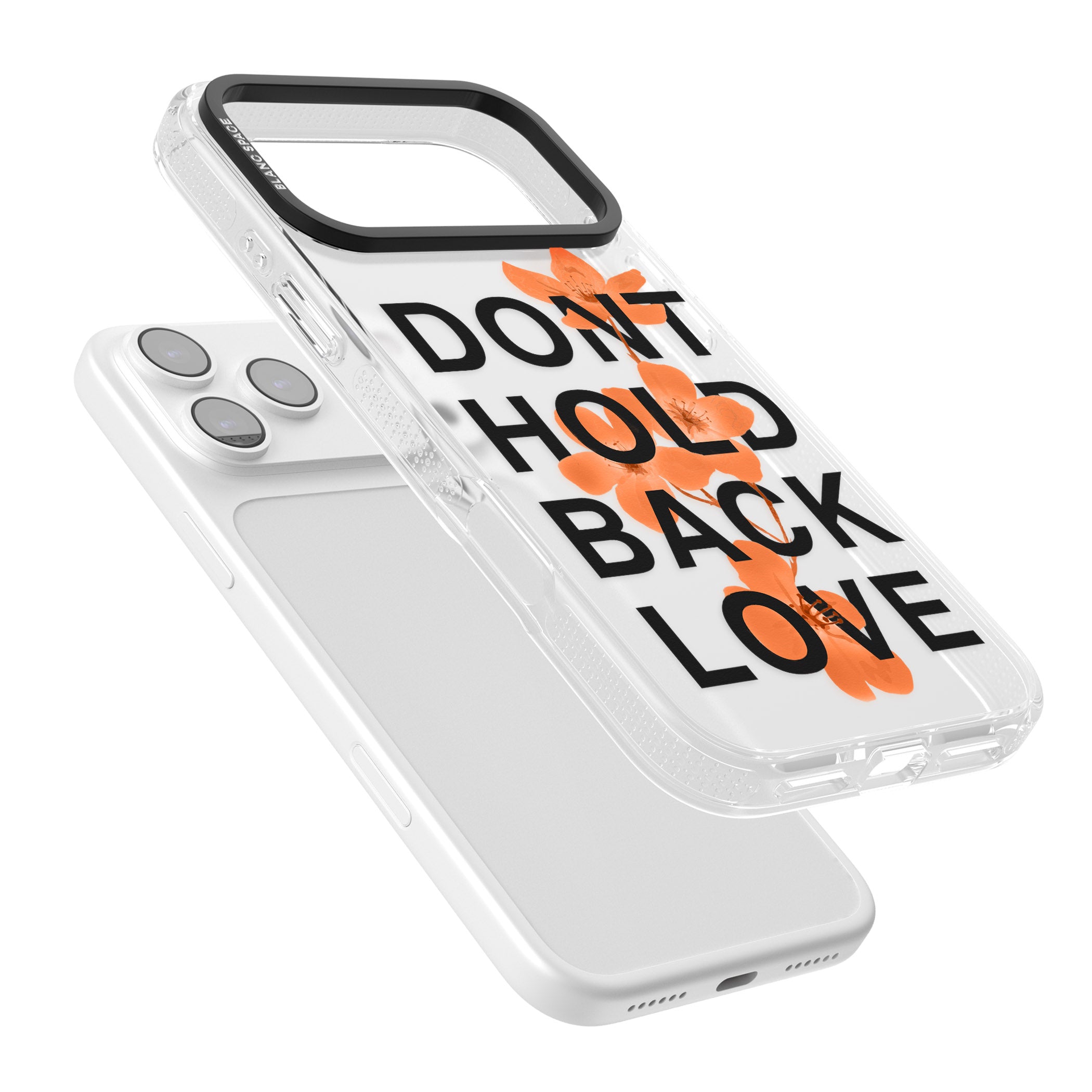 Don'T Hold Back Love Orange & Black iPhone 17 Pro Max Impact Air Clear Phone Case Colours