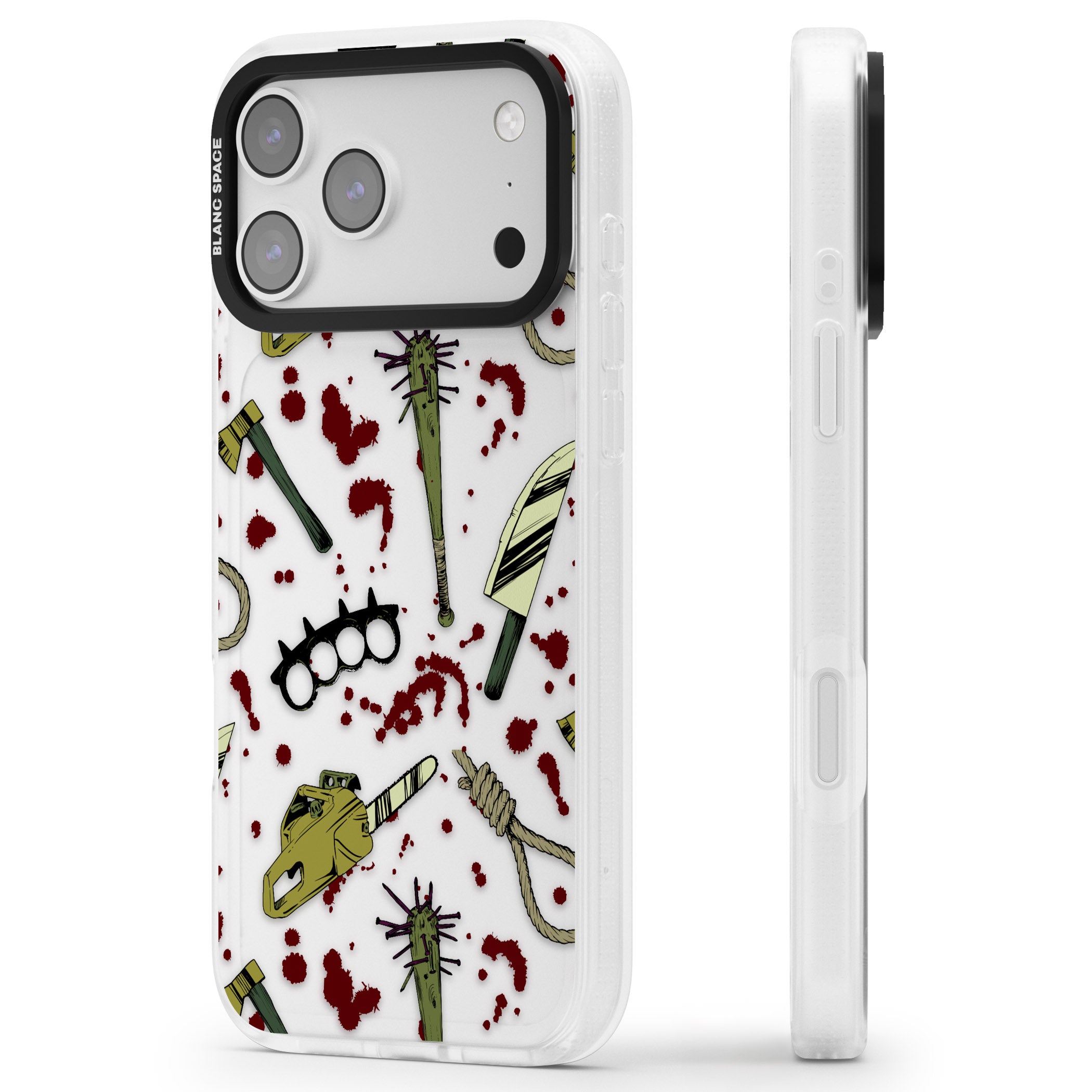 Movie Massacre iPhone 17 Pro Impact Air Clear Phone Case Side Profile