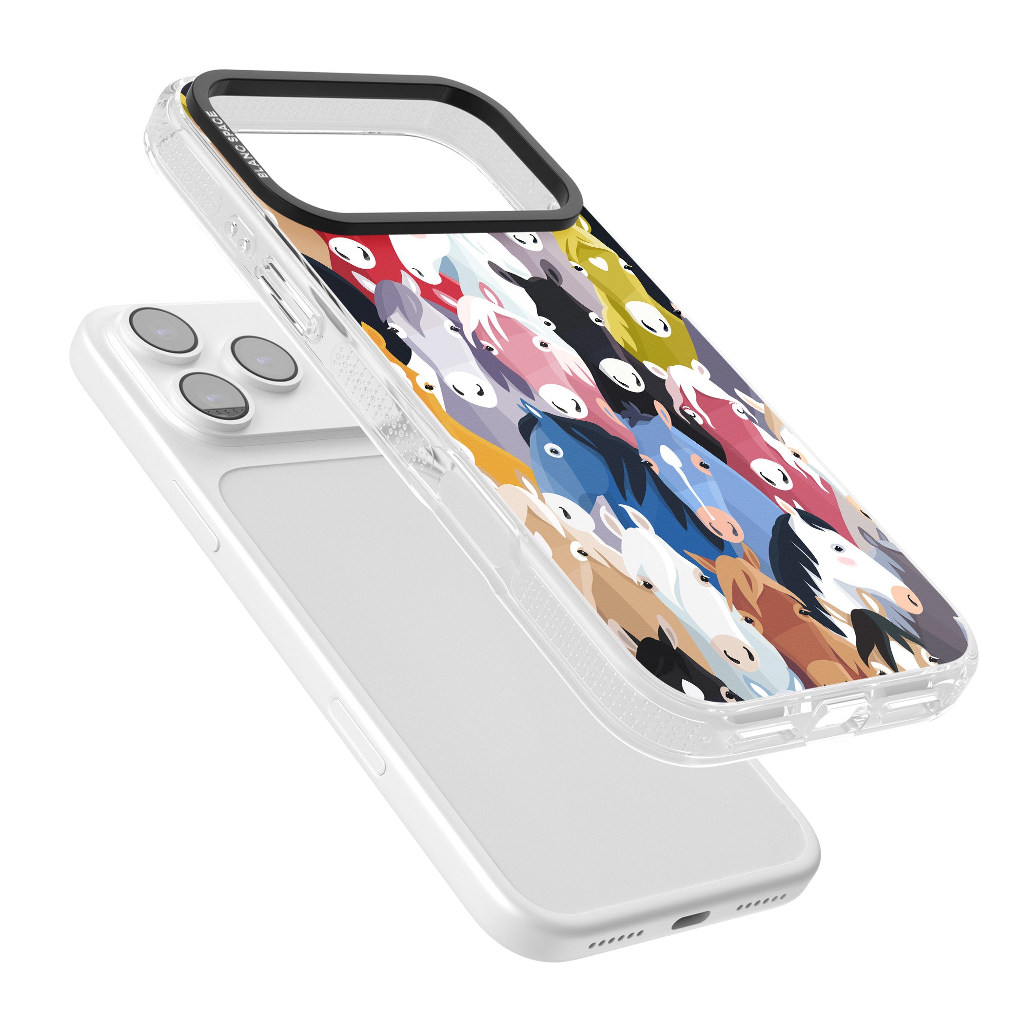 Colourful Horse Pattern iPhone 17 Pro Max Impact Air Clear Phone Case Colours