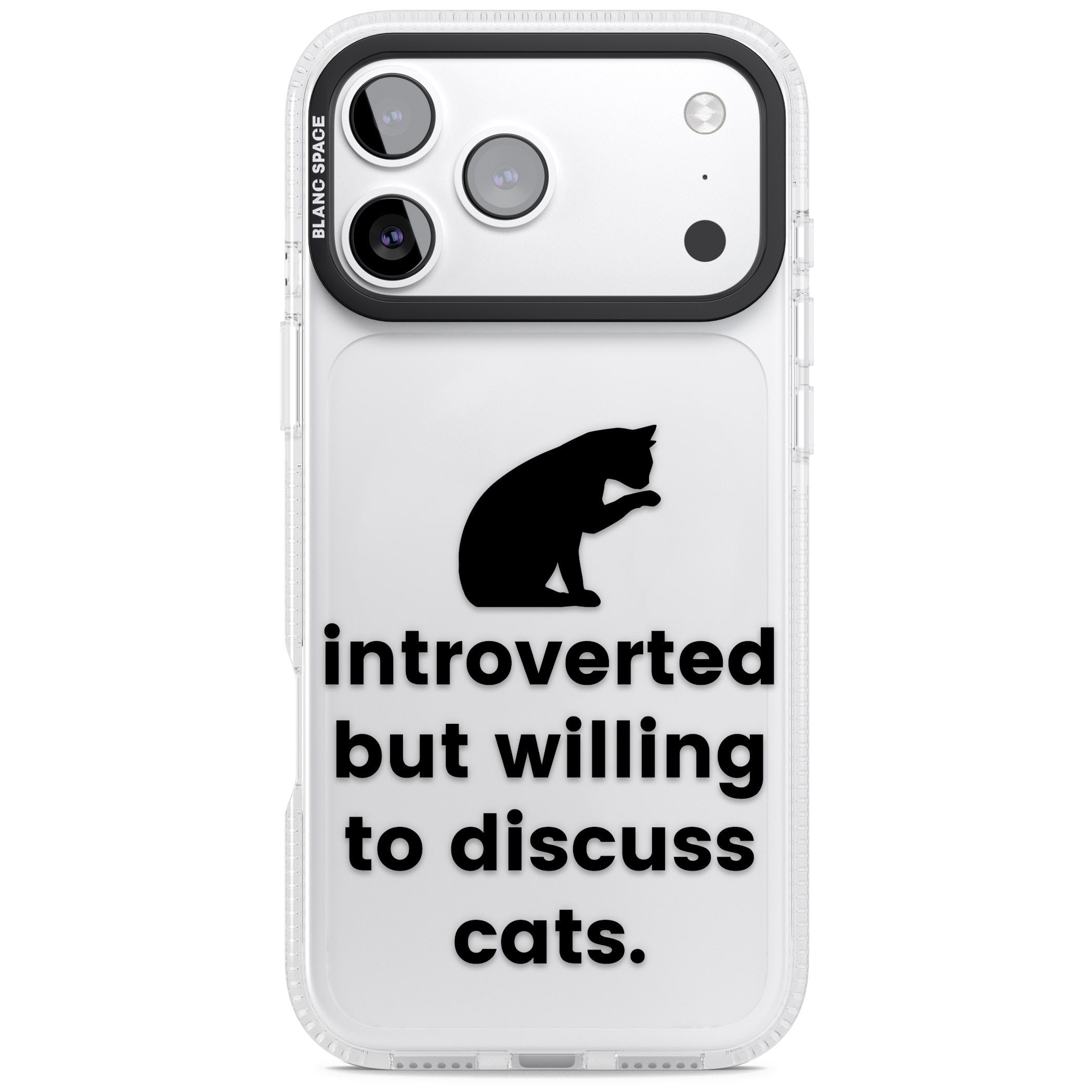 Introverted But Willing To Discuss Cats iPhone 17 Pro Impact Air Clear Phone Case