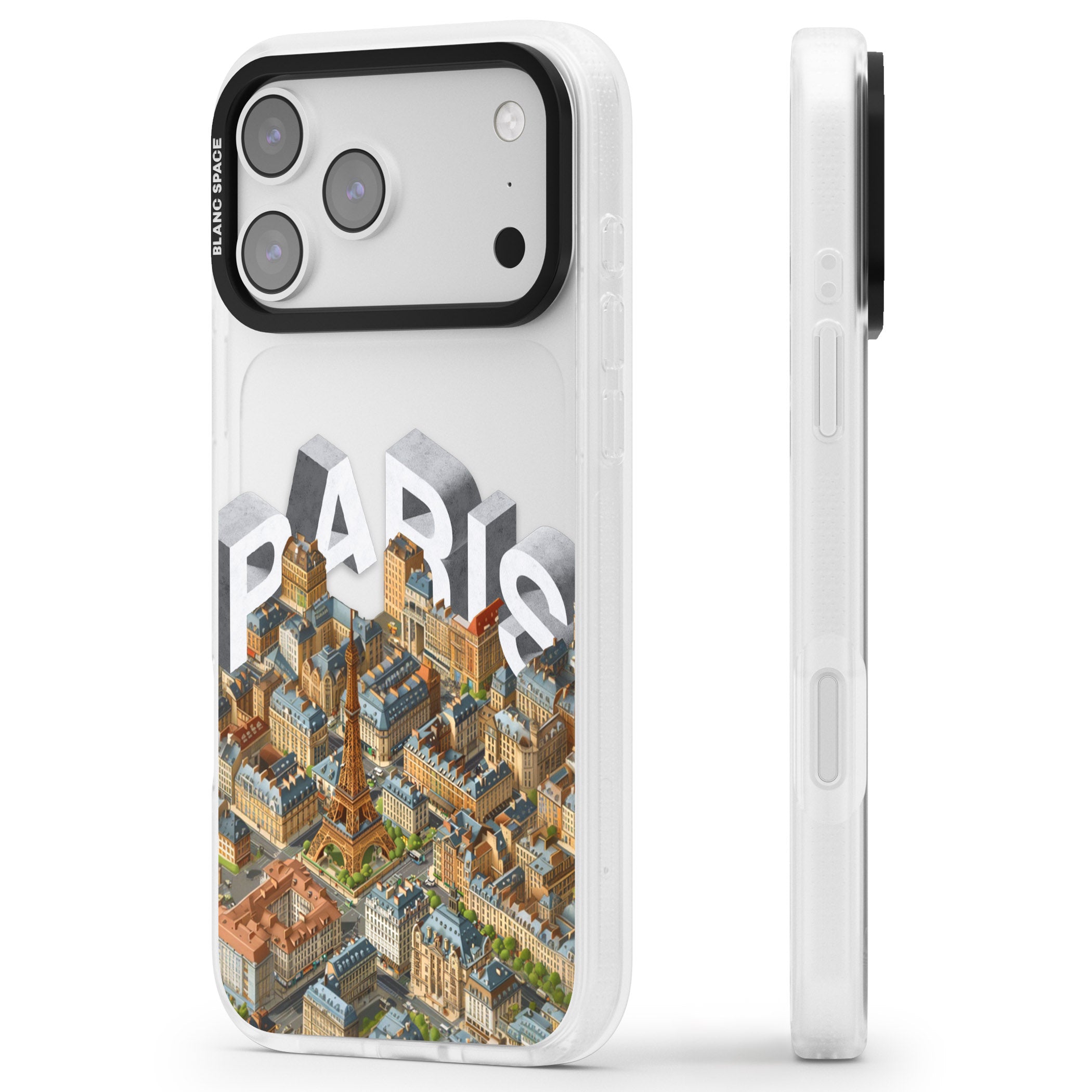 Paris iPhone 17 Pro Max Impact Air Clear Phone Case Side Profile