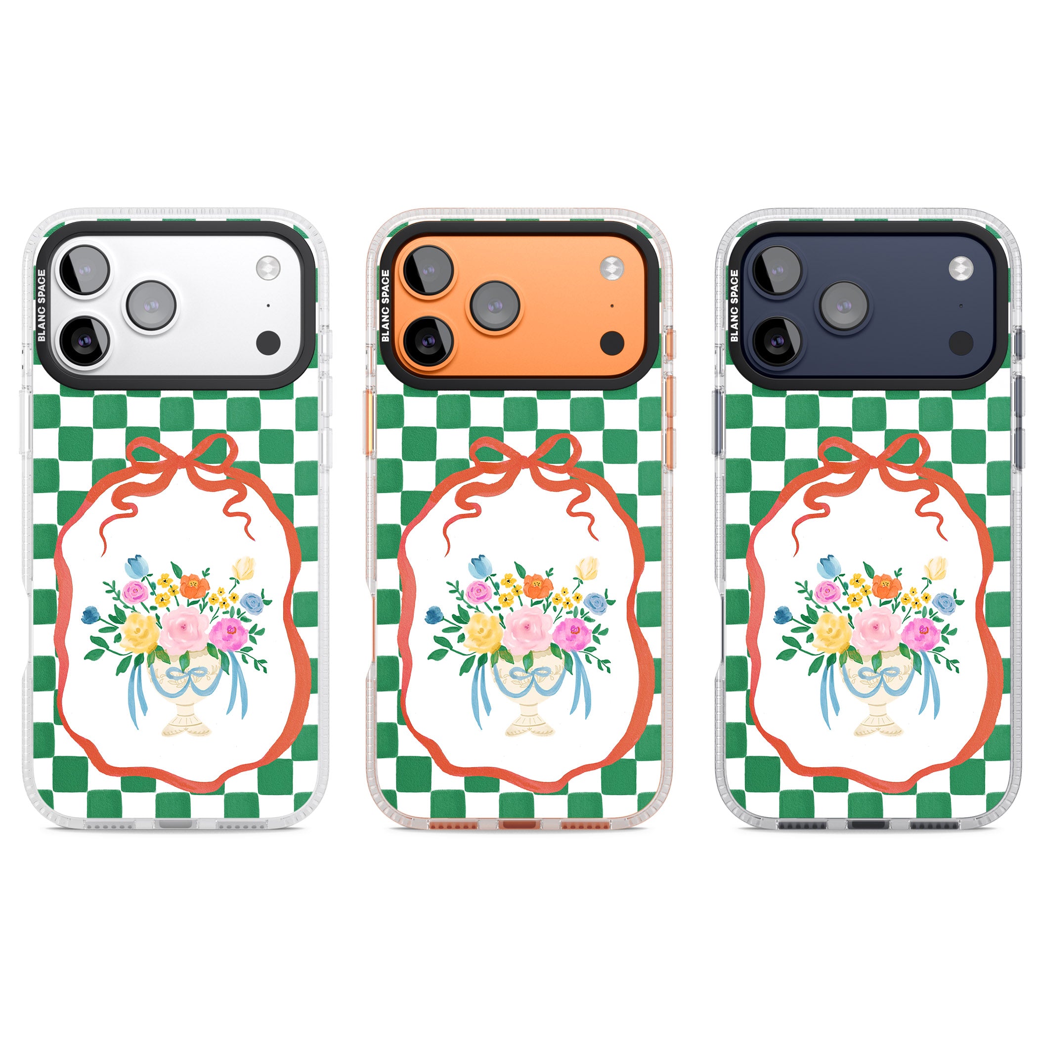 Green Checked Bouquet iPhone 17 Pro Impact Air Clear Phone Case APT Impact Protection