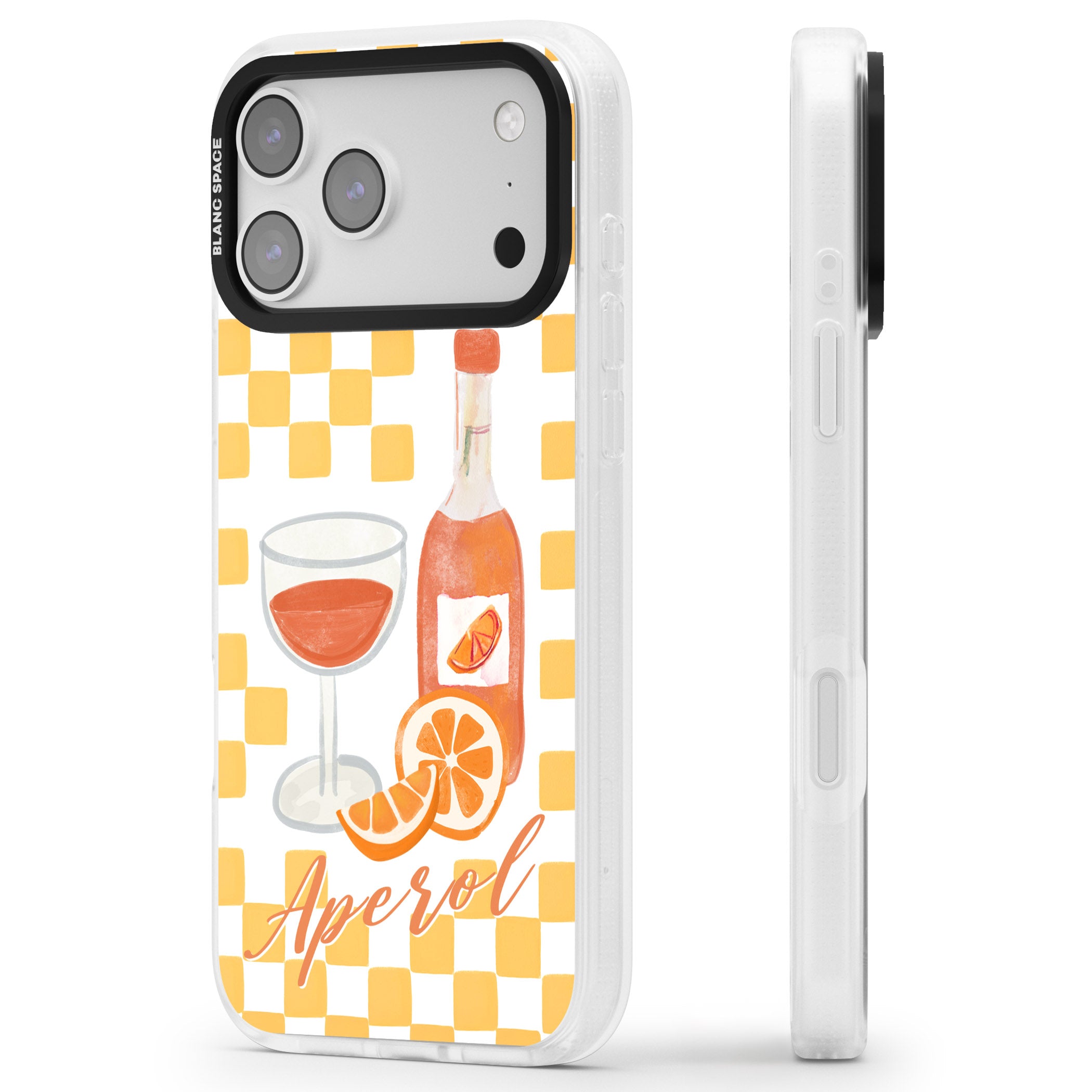 Checked Spritz iPhone 17 Pro Impact Air Clear Phone Case Side Profile