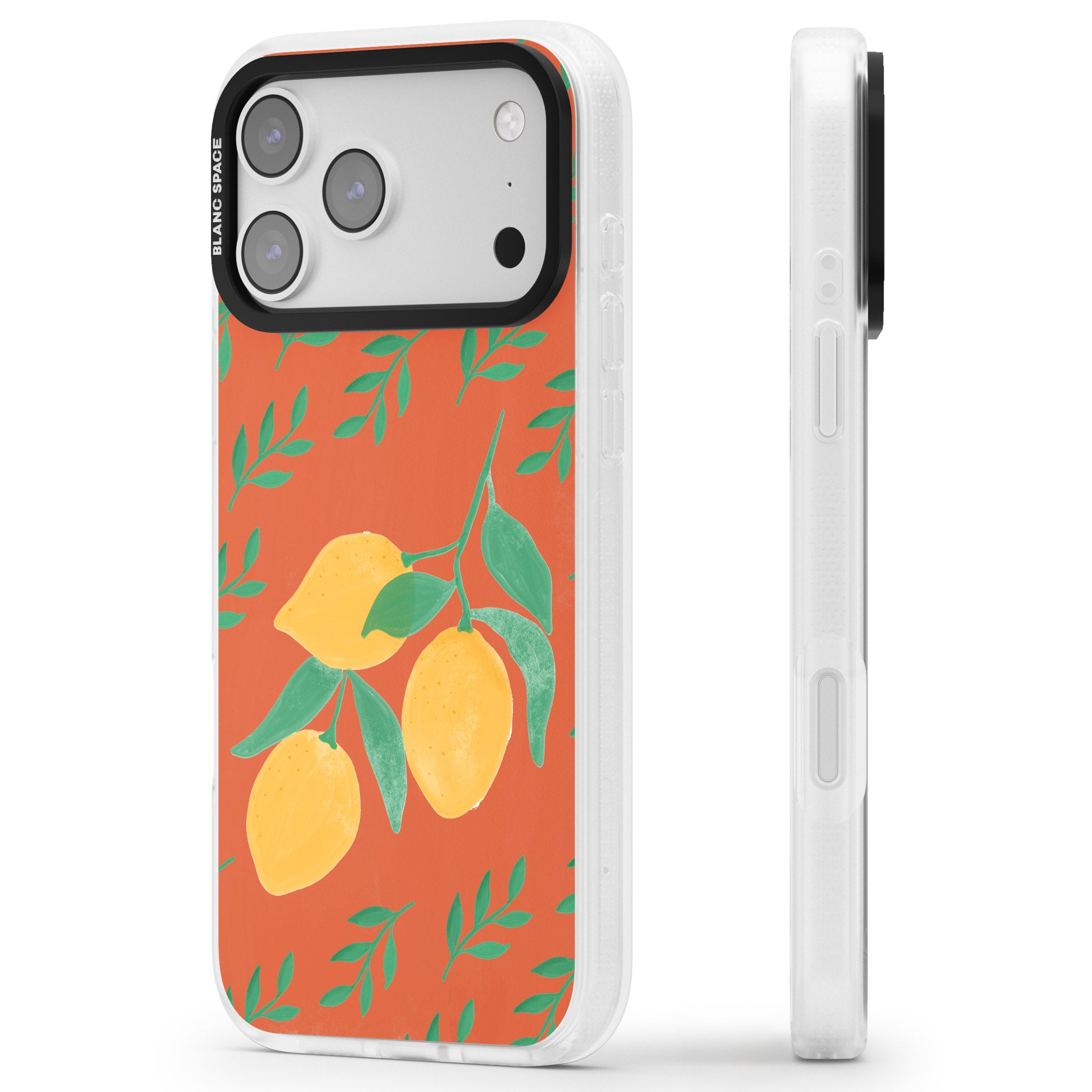 Tuscan Lemons iPhone 17 Pro Max Impact Air Clear Phone Case Side Profile