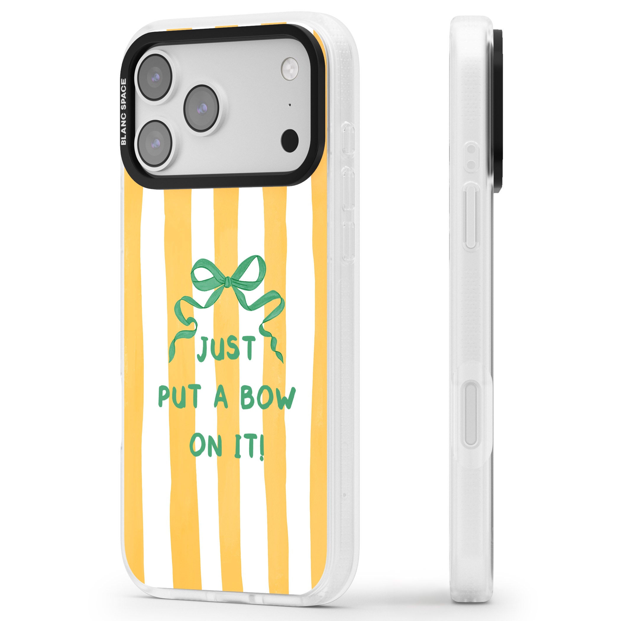 Just Put a Bow On It iPhone 17 Pro Max Impact Air Clear Phone Case Side Profile
