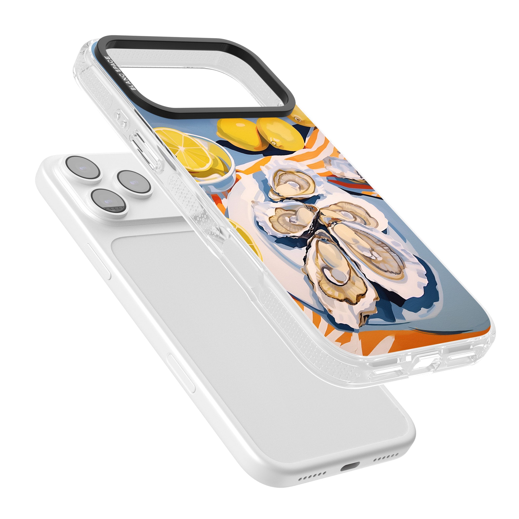 Fresh Oysters & Lemons iPhone 17 Pro Max Impact Air Clear Phone Case Colours