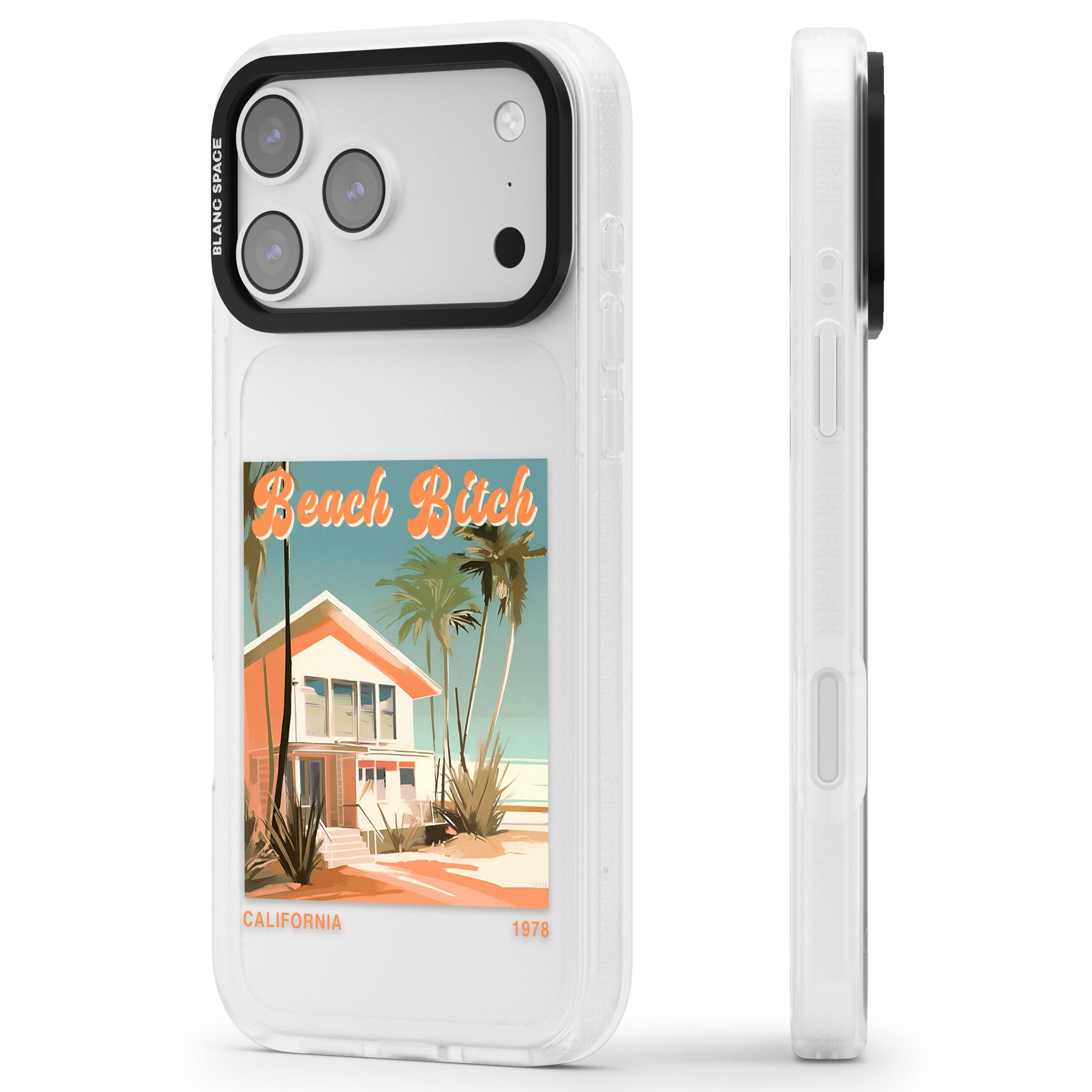 Beach B*tch iPhone 17 Pro Impact Air Clear Phone Case Side Profile