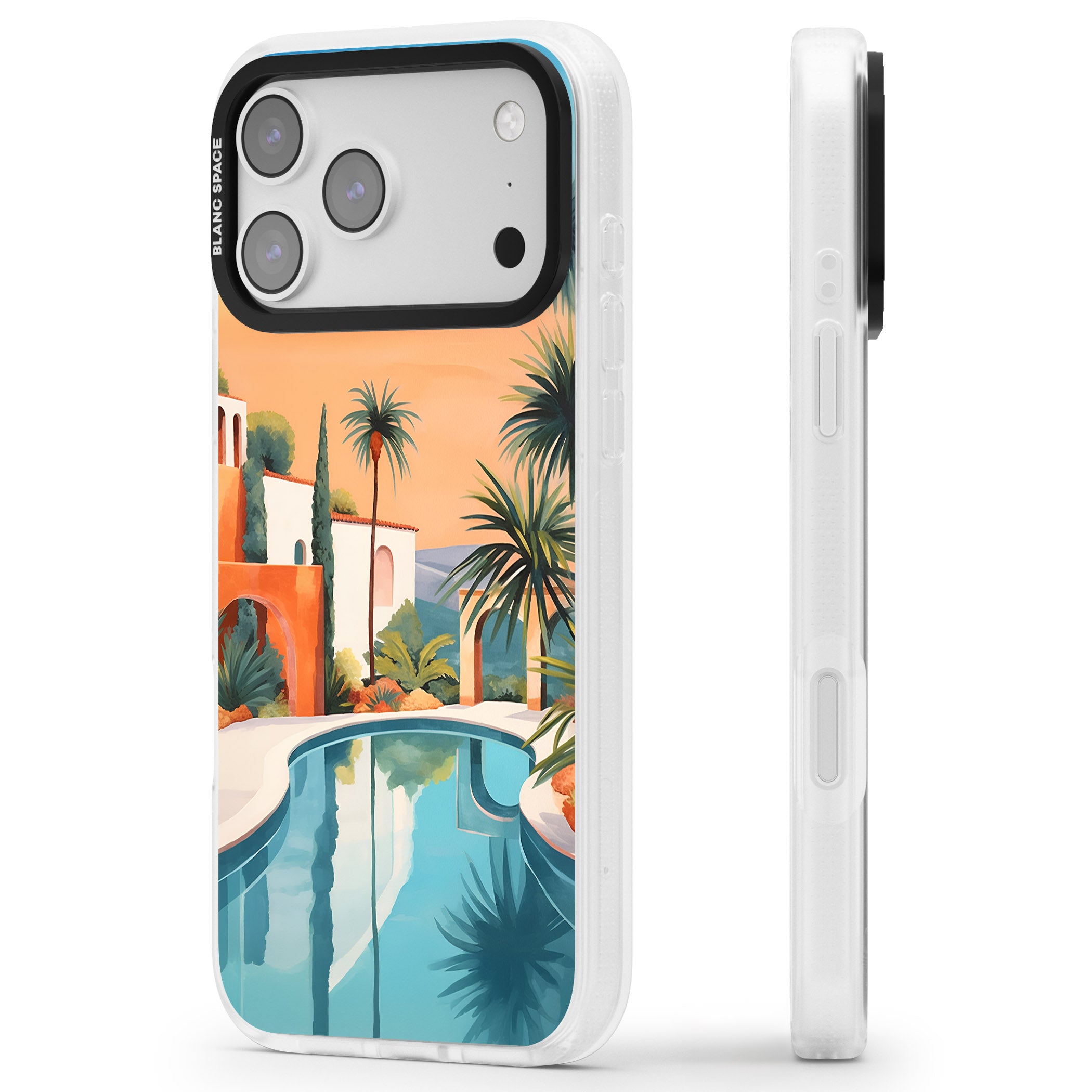 Villa Sunset iPhone 17 Pro Impact Air Clear Phone Case Side Profile