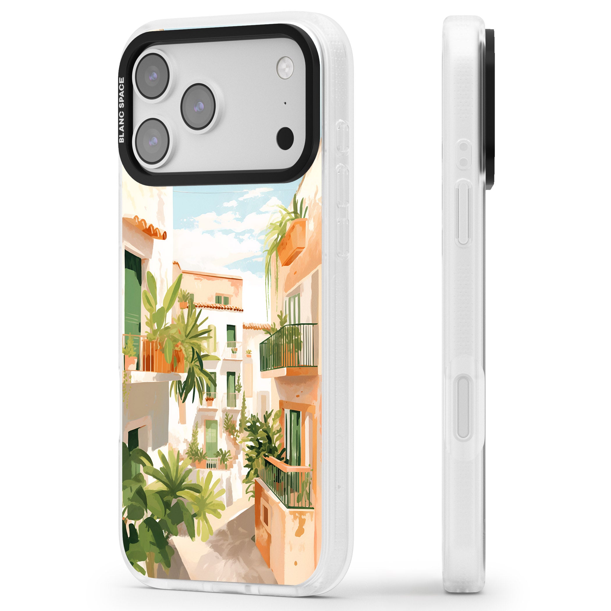 Tuscan Balconies iPhone 17 Pro Max Impact Air Clear Phone Case Side Profile