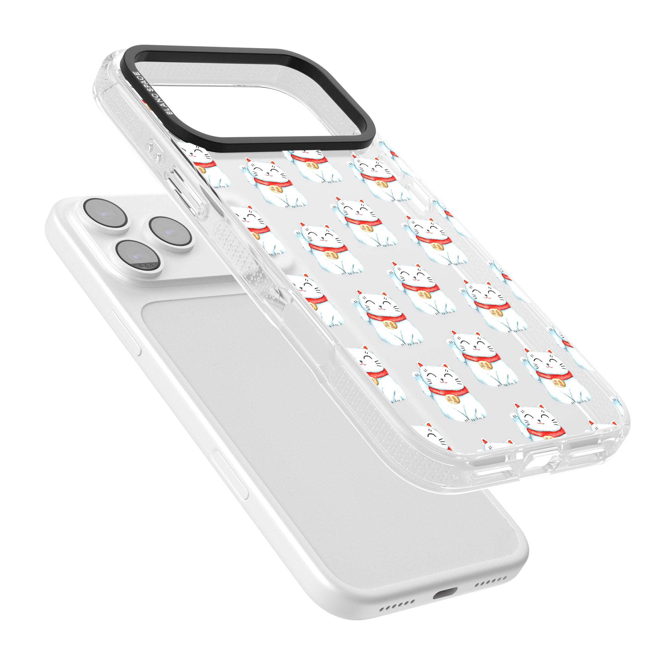 Lucky Cat Pattern iPhone 17 Pro Max Impact Air Clear Phone Case Colours