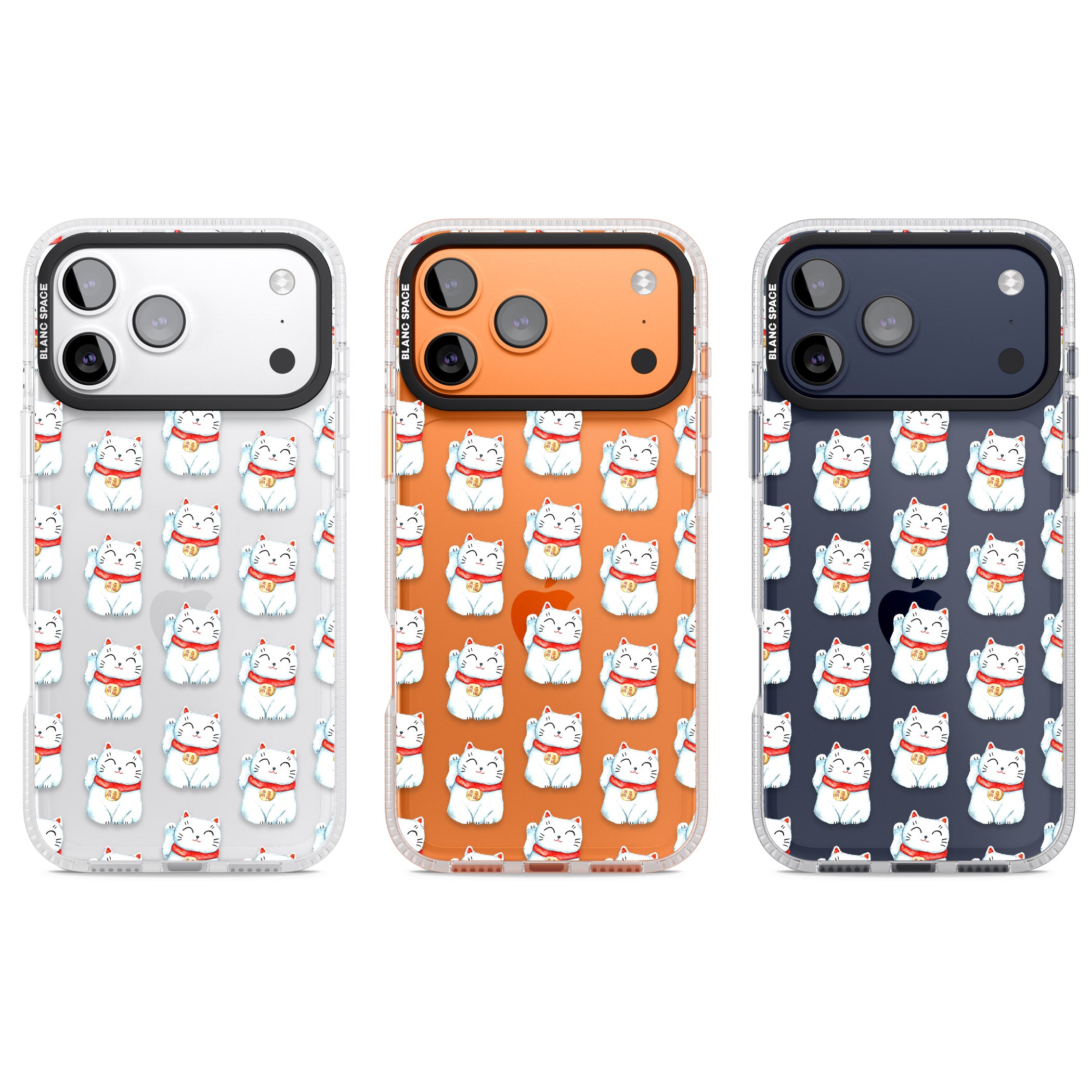 Lucky Cat Pattern iPhone 17 Pro Impact Air Clear Phone Case APT Impact Protection