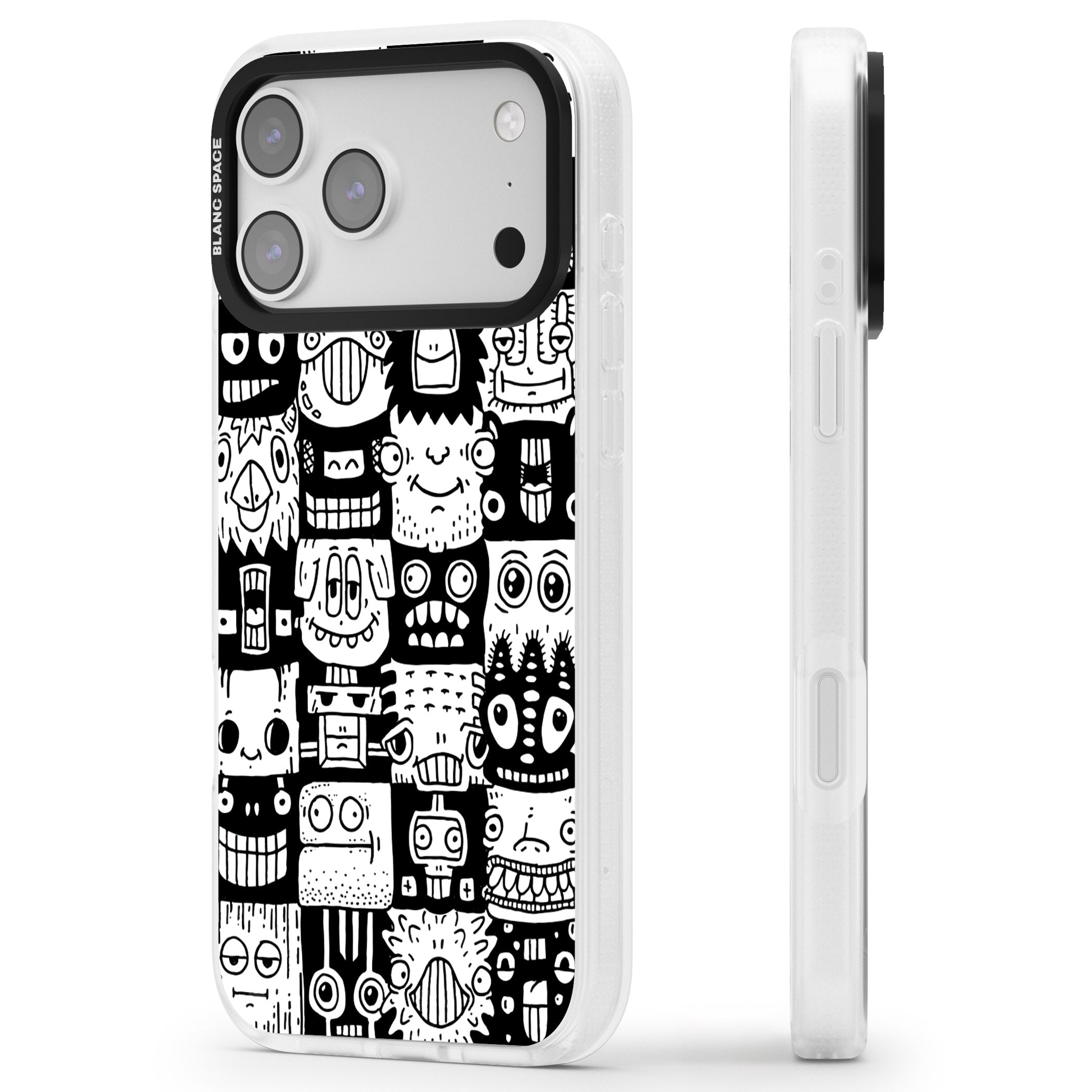 Checkerboard Heads iPhone 17 Pro Impact Air Clear Phone Case Side Profile