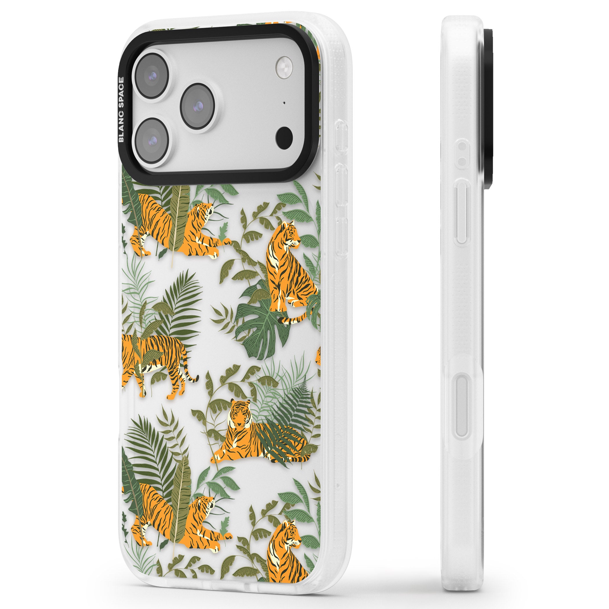 Tiger & Fern Jungle iPhone 17 Pro Max Impact Air Clear Phone Case Side Profile