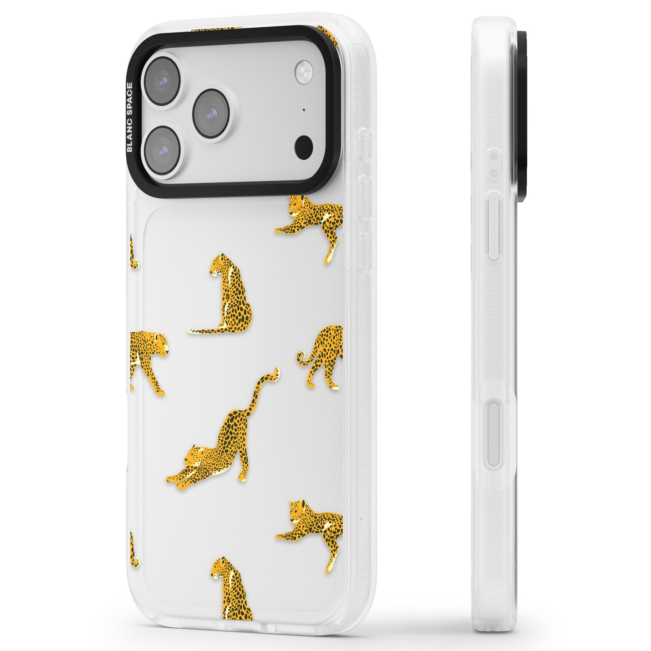 Leopard Spots iPhone 17 Pro Max Impact Air Clear Phone Case Side Profile