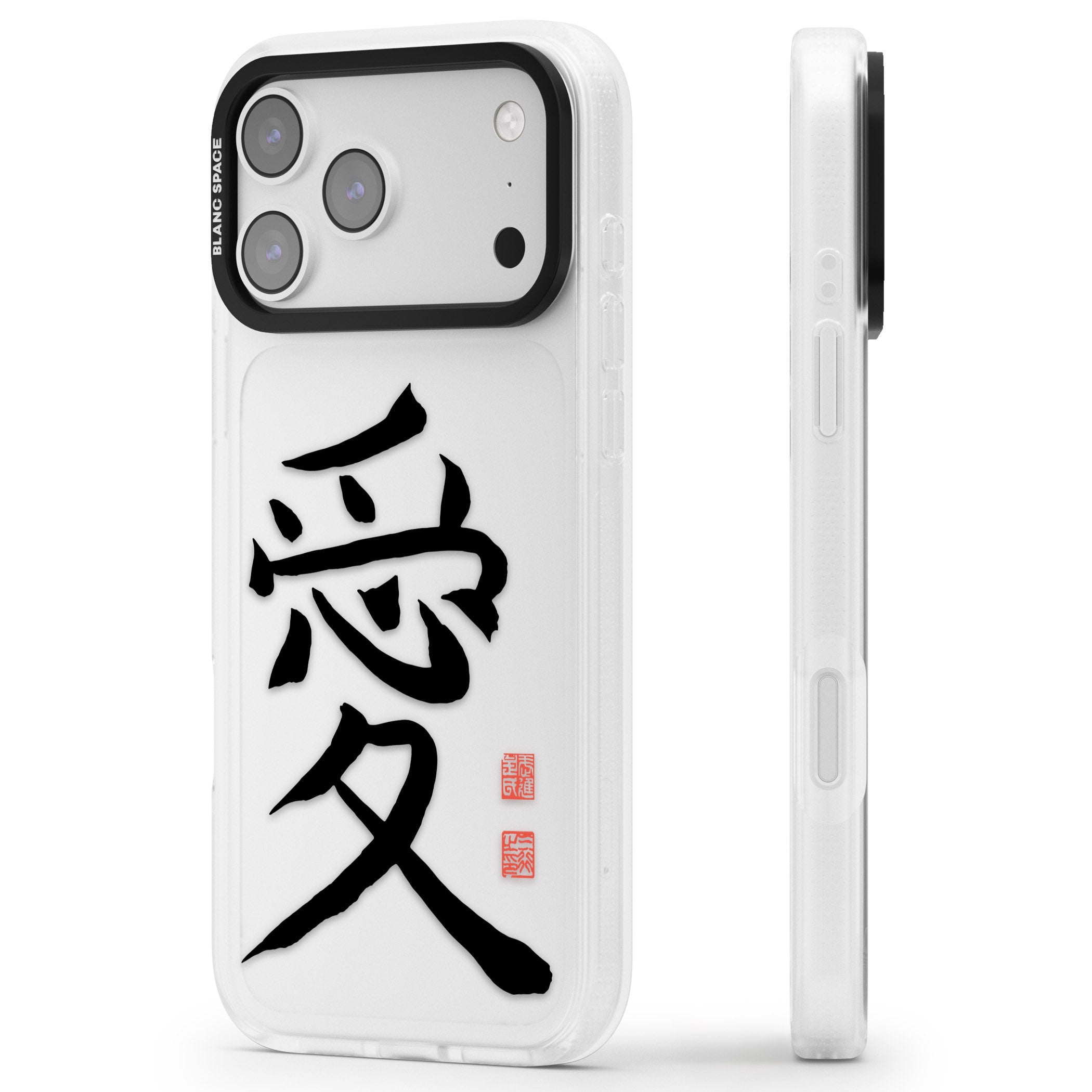 Japanese Kanji Love iPhone 17 Pro Max Impact Air Clear Phone Case Side Profile