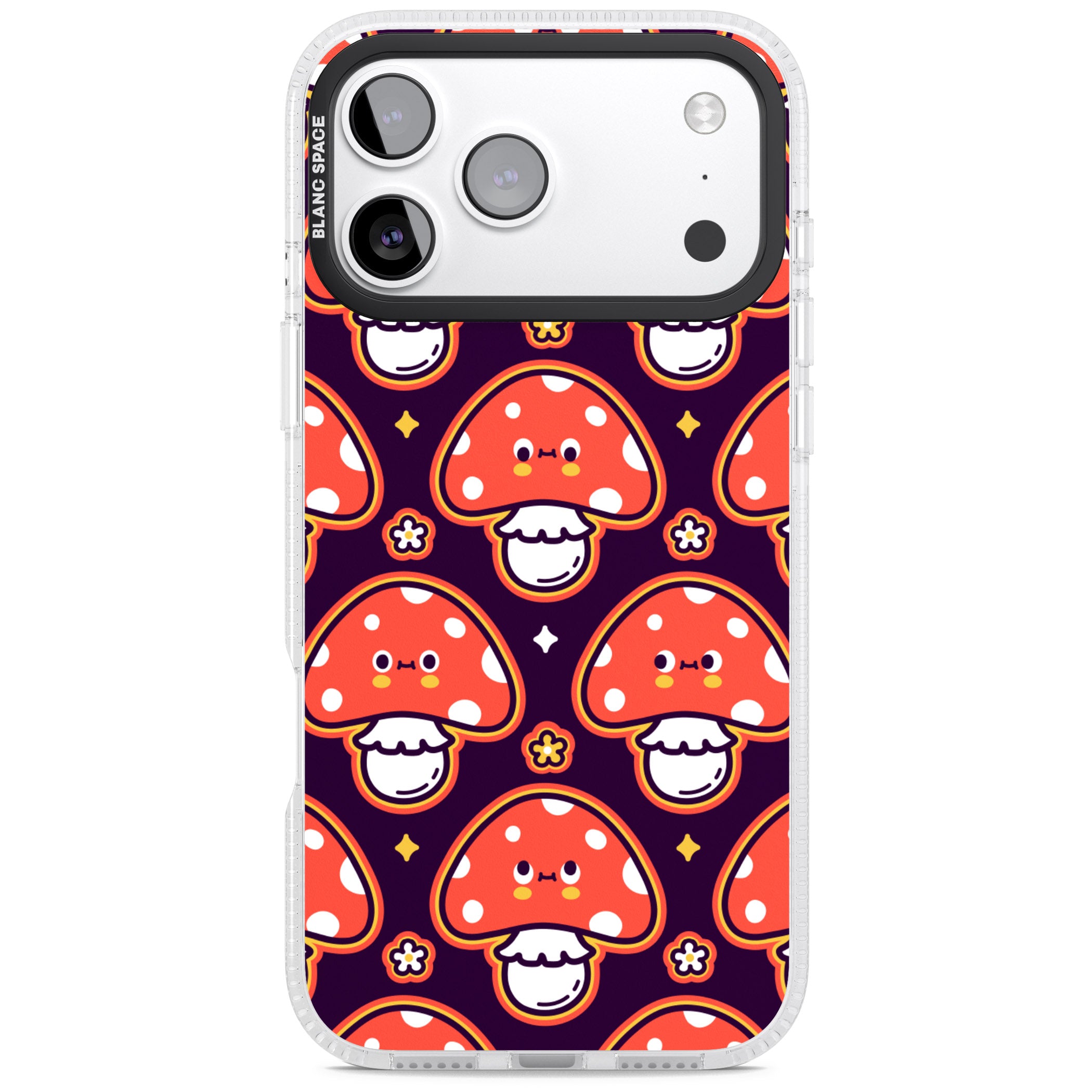 Mushroom Kawaii Pattern iPhone 17 Pro Impact Air Clear Phone Case
