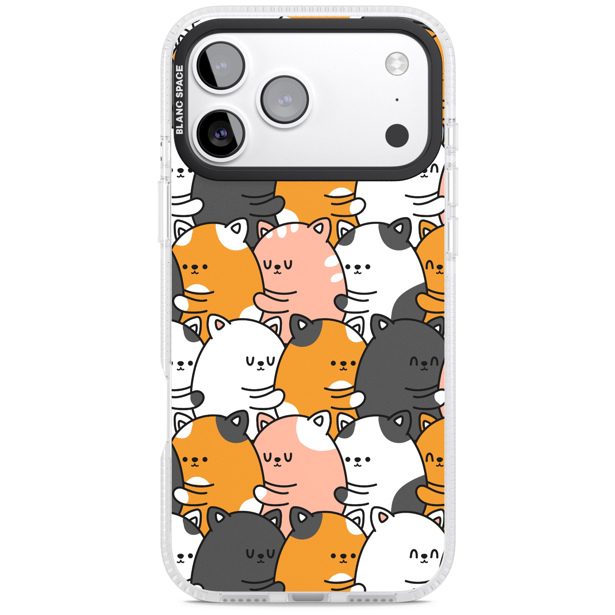 Spooning Cats Kawaii Pattern iPhone 17 Pro Impact Air Clear Phone Case