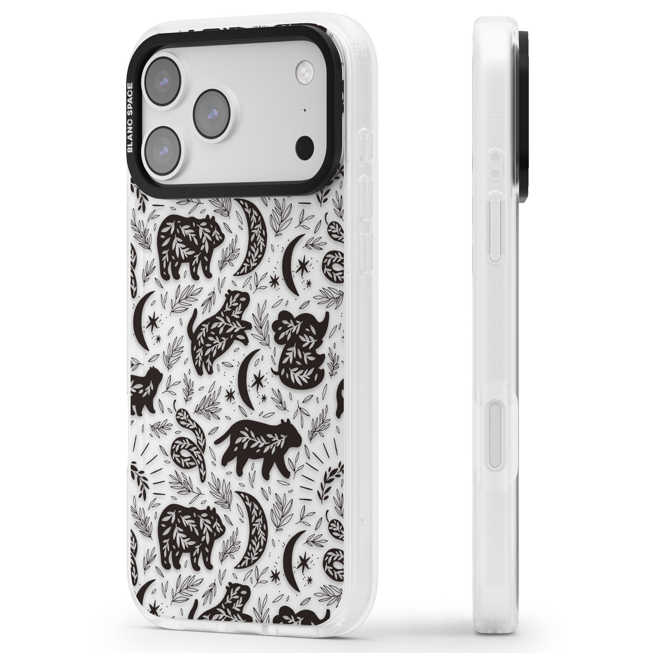 Midnight Forest Animals iPhone 17 Pro Max Impact Air Clear Phone Case Side Profile