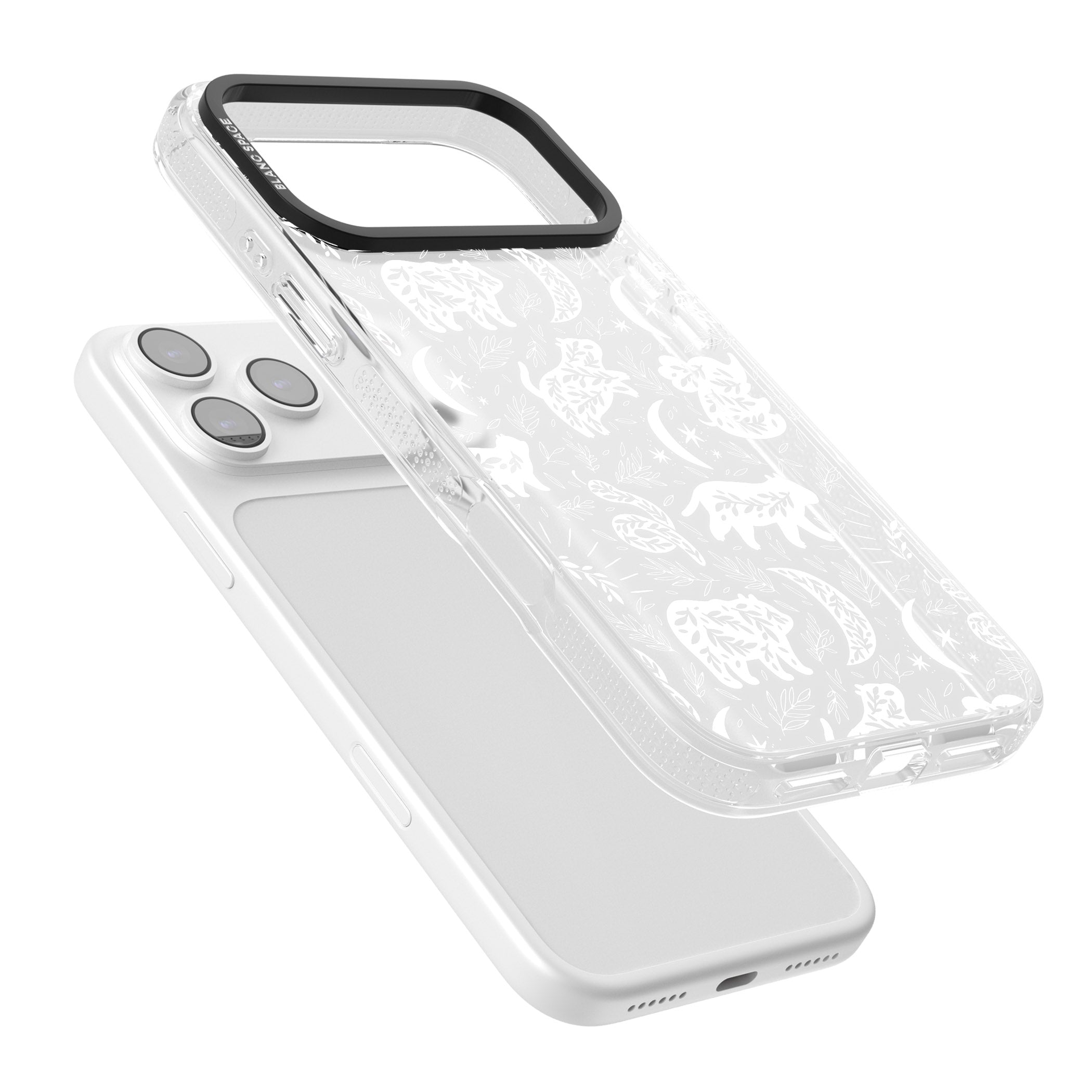 Forest Animal Silhouettes: White/Clear iPhone 17 Pro Impact Air Clear Phone Case Colours