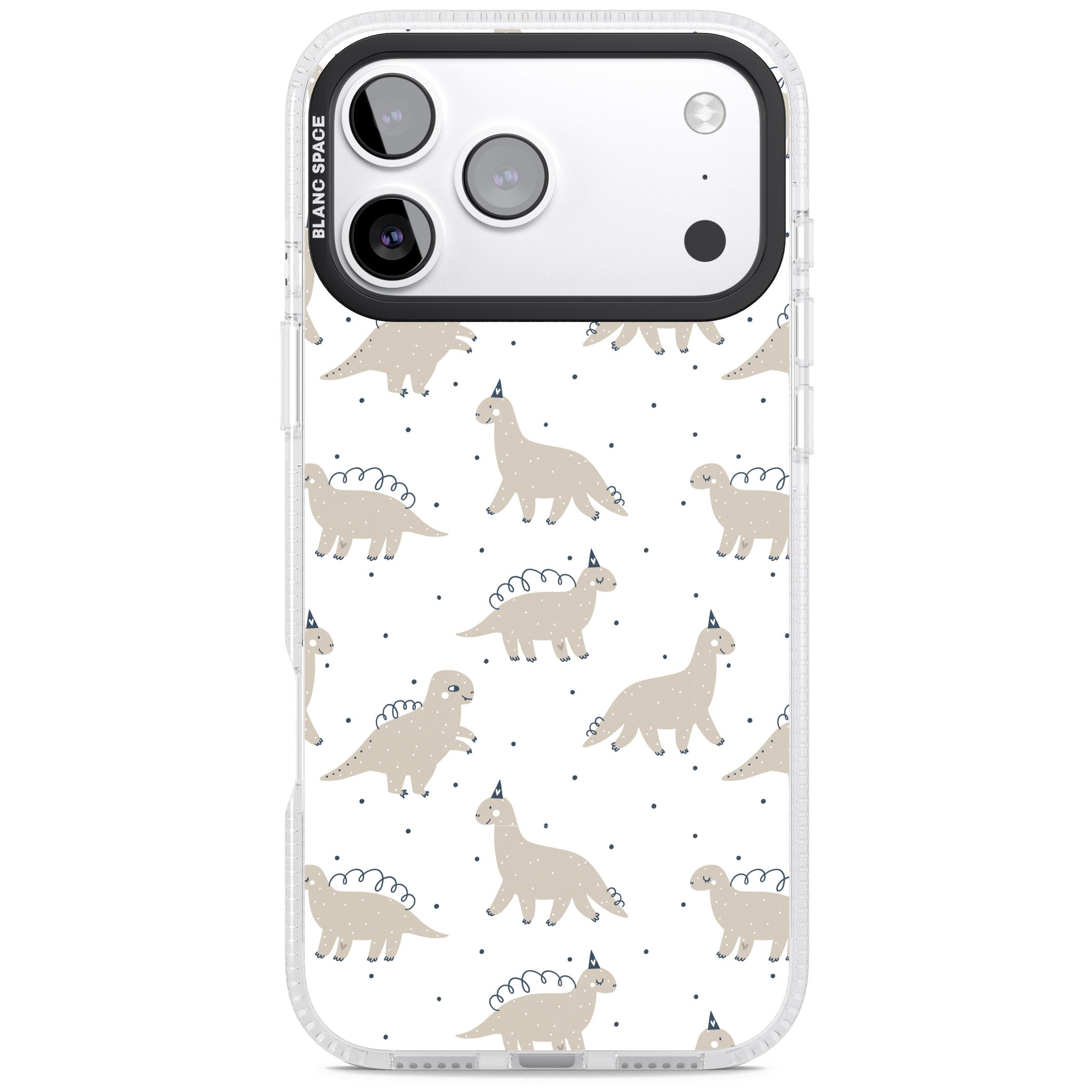 Party Dino Pattern iPhone 17 Pro Impact Air Clear Phone Case