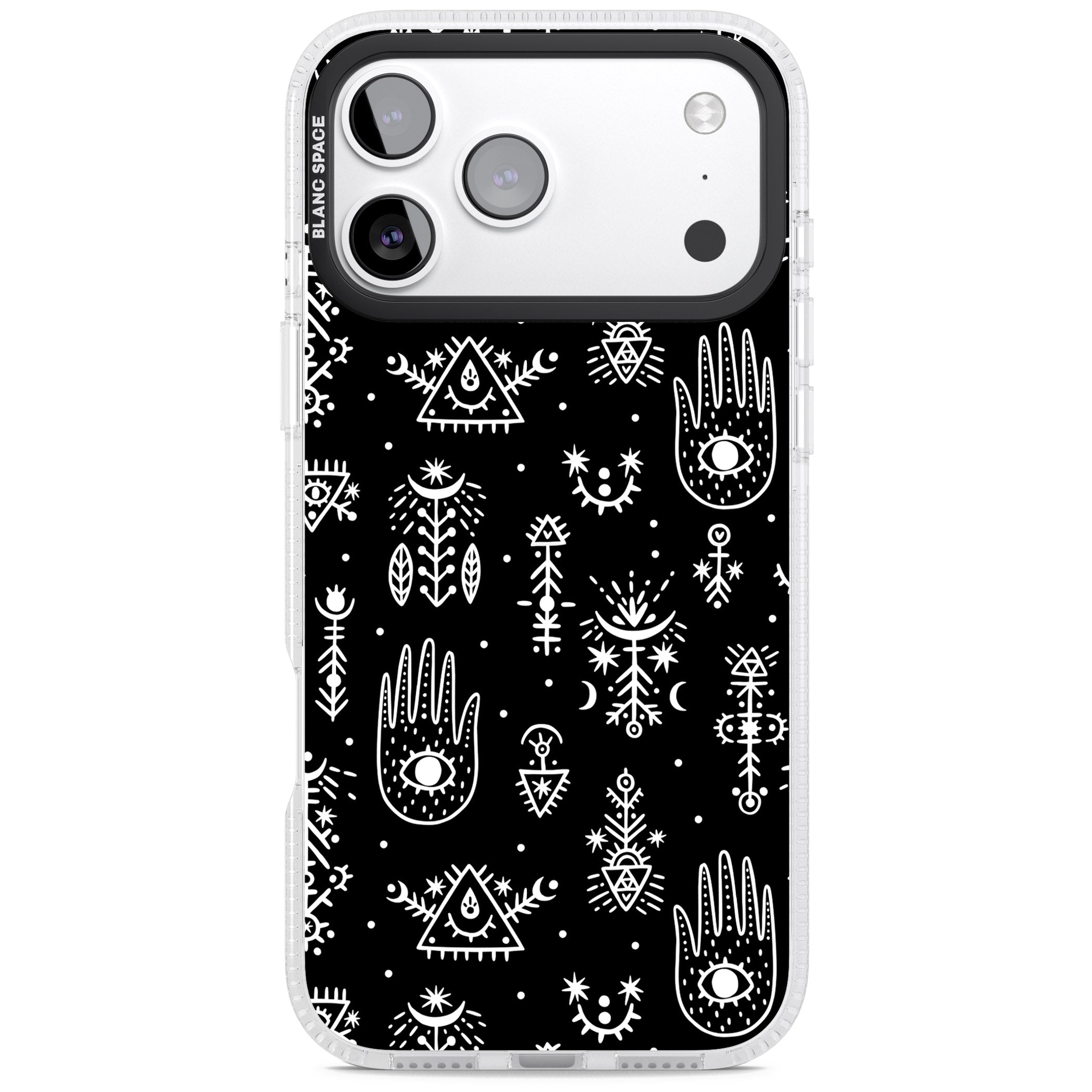 Tribal Symbols Black iPhone 17 Pro Impact Air Clear Phone Case