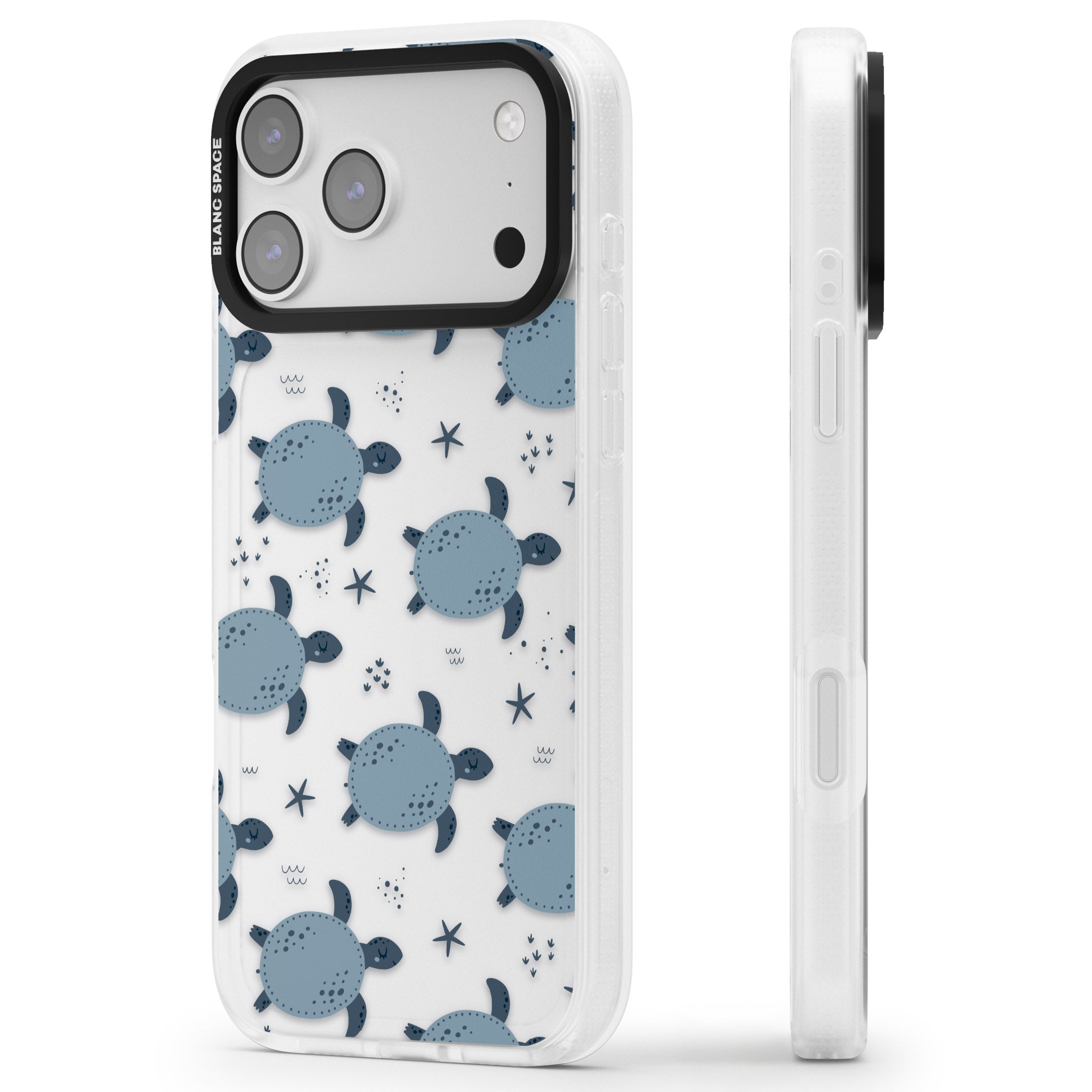 Under The Sea Patterns Sea Turtles (Clear) iPhone 17 Pro Impact Air Clear Phone Case Side Profile