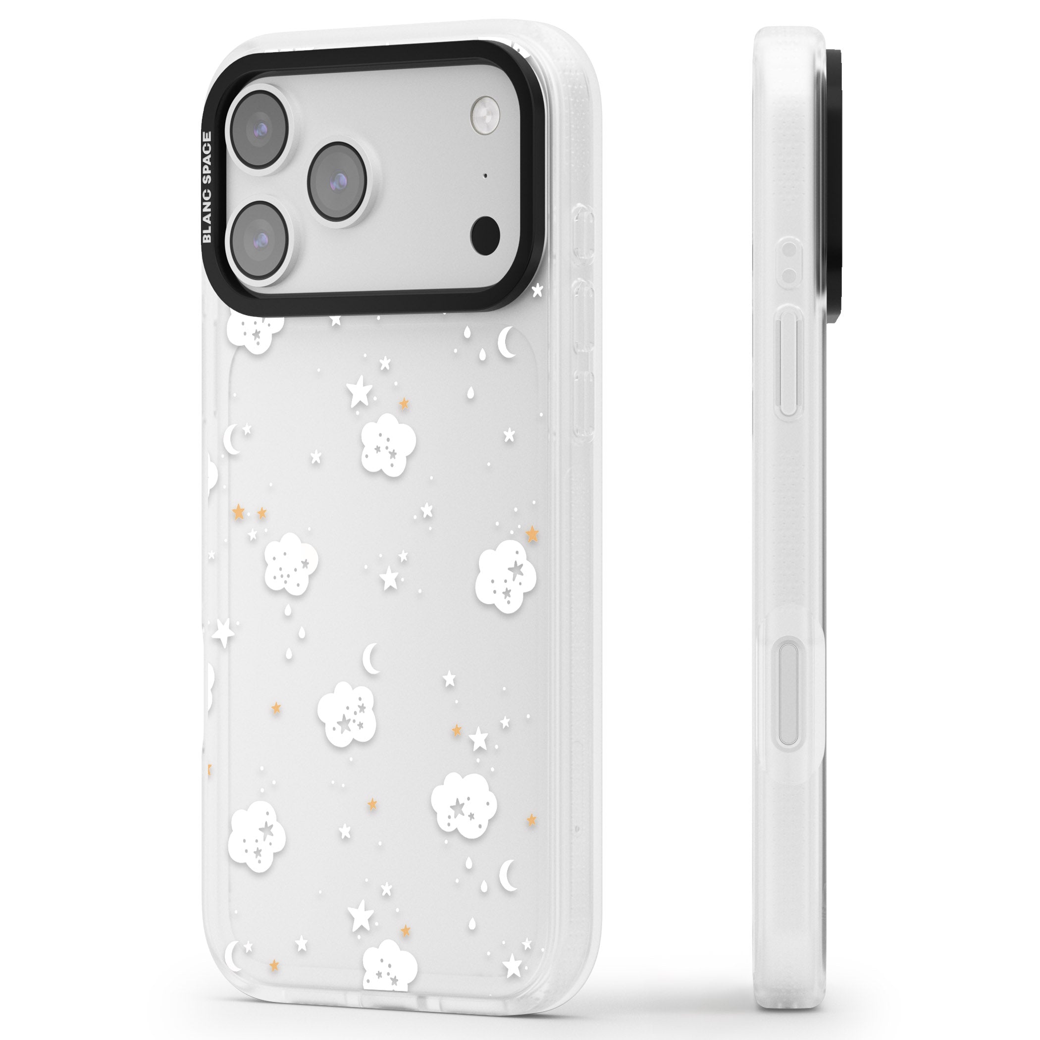 Starry Night Cloud iPhone 17 Pro Impact Air Clear Phone Case Side Profile