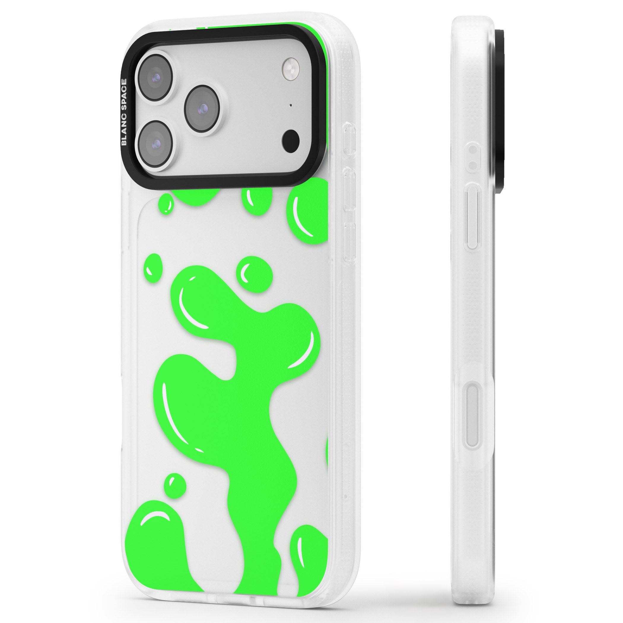 Green Lava Lamp iPhone 17 Pro Impact Air Clear Phone Case Side Profile