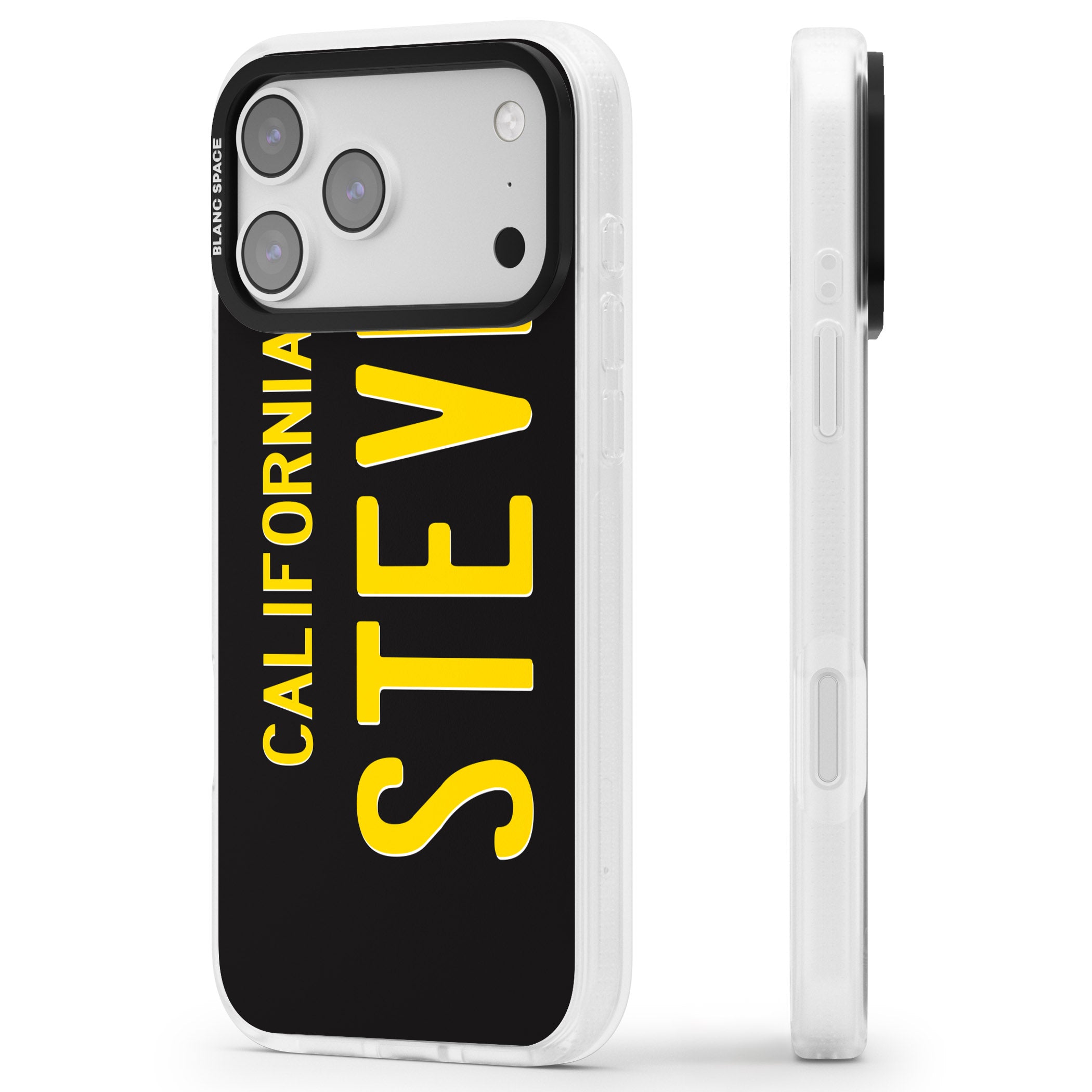 Personalised Vintage California License Plate iPhone 17 Pro Max Impact Air Clear Phone Case Side Profile