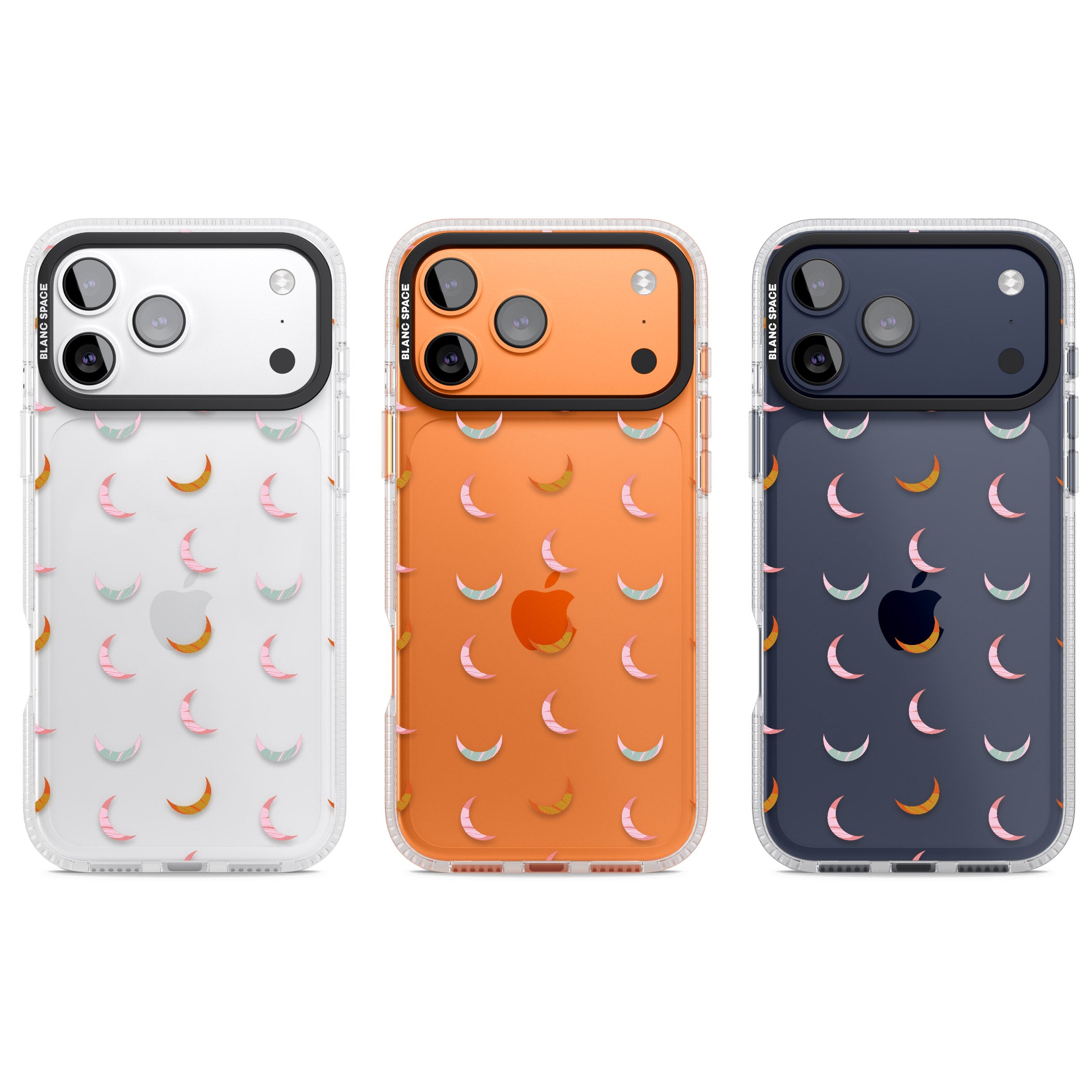 Colourful Crescent Moons iPhone 17 Pro Impact Air Clear Phone Case APT Impact Protection