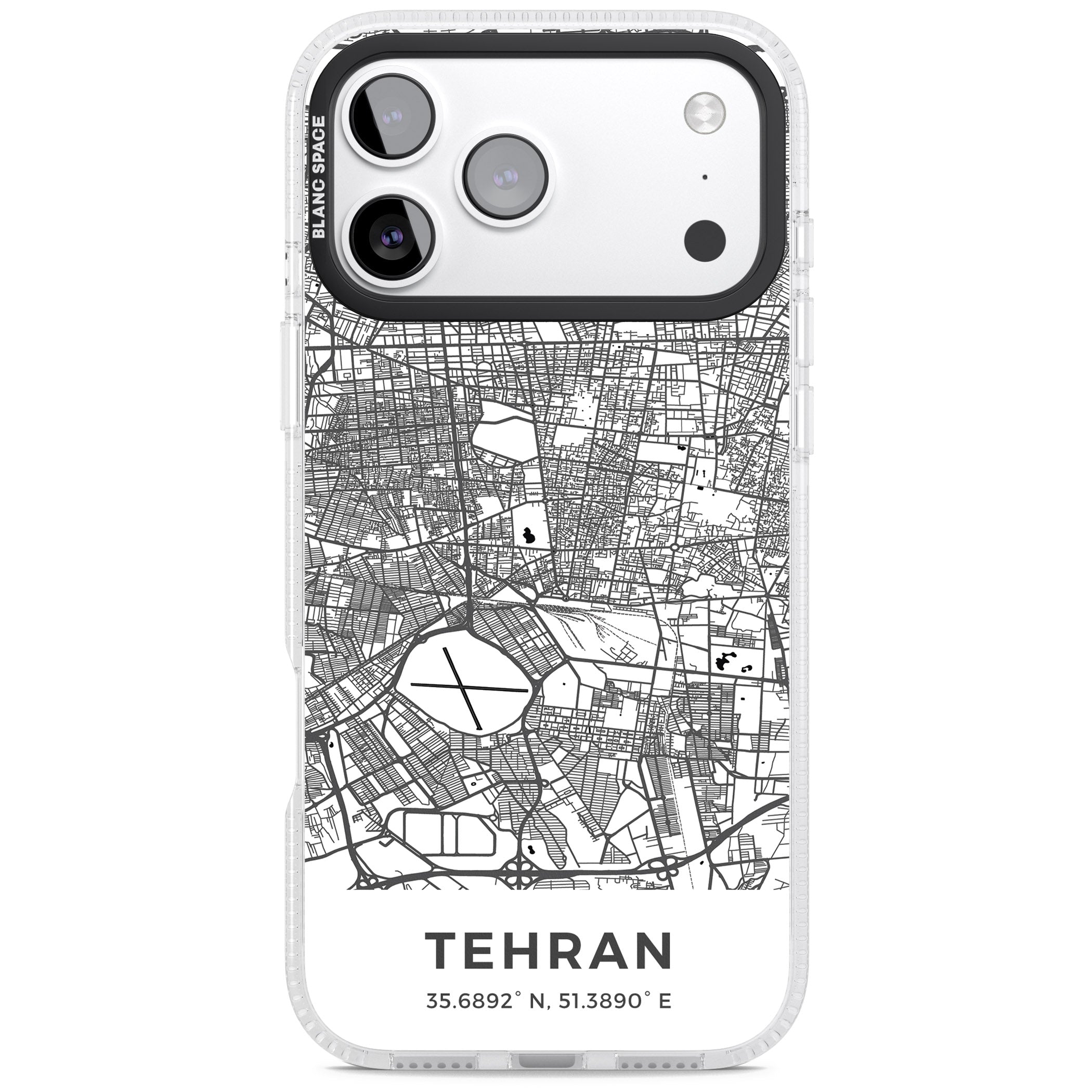 Tehran Map iPhone 17 Pro Impact Air Clear Phone Case
