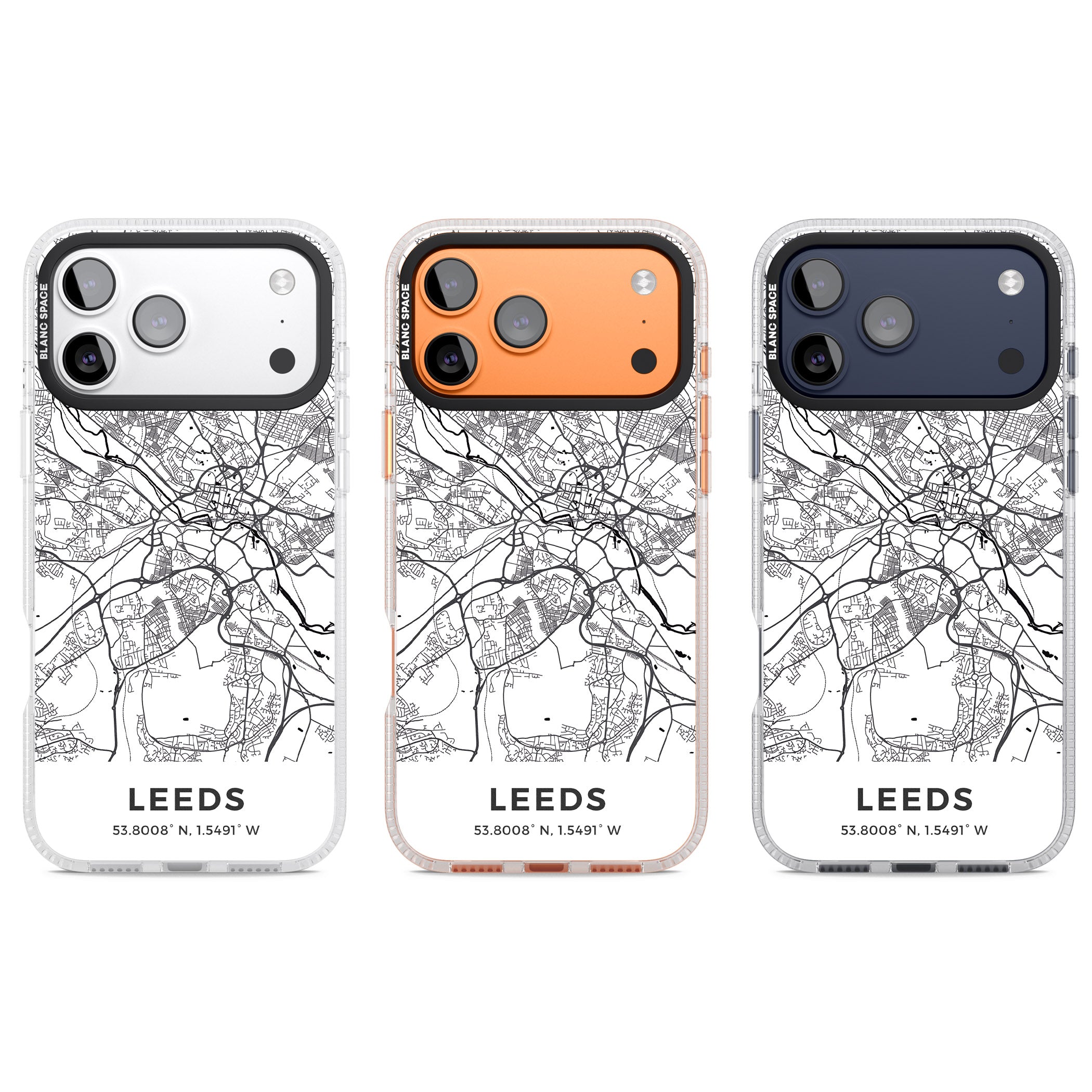 Leeds Map iPhone 17 Pro Impact Air Clear Phone Case APT Impact Protection