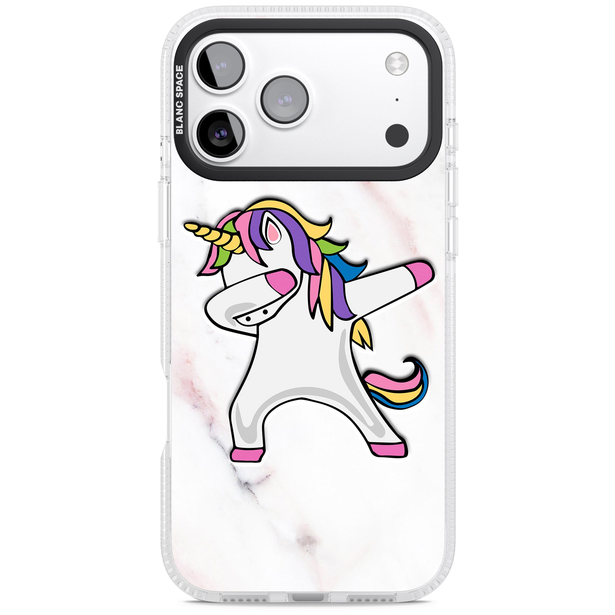 Designer Marble Unicorn Dab iPhone 17 Pro Max Impact Air Clear Phone Case