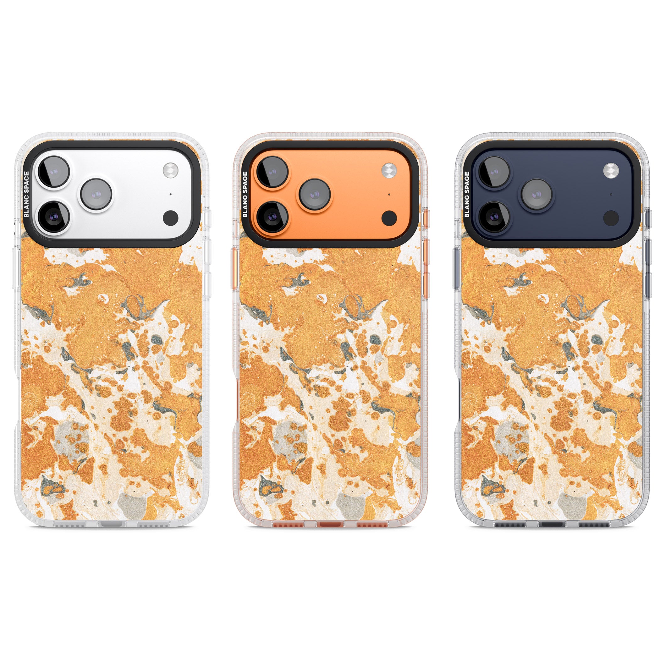 Orange Marbled iPhone 17 Pro Impact Air Clear Phone Case APT Impact Protection
