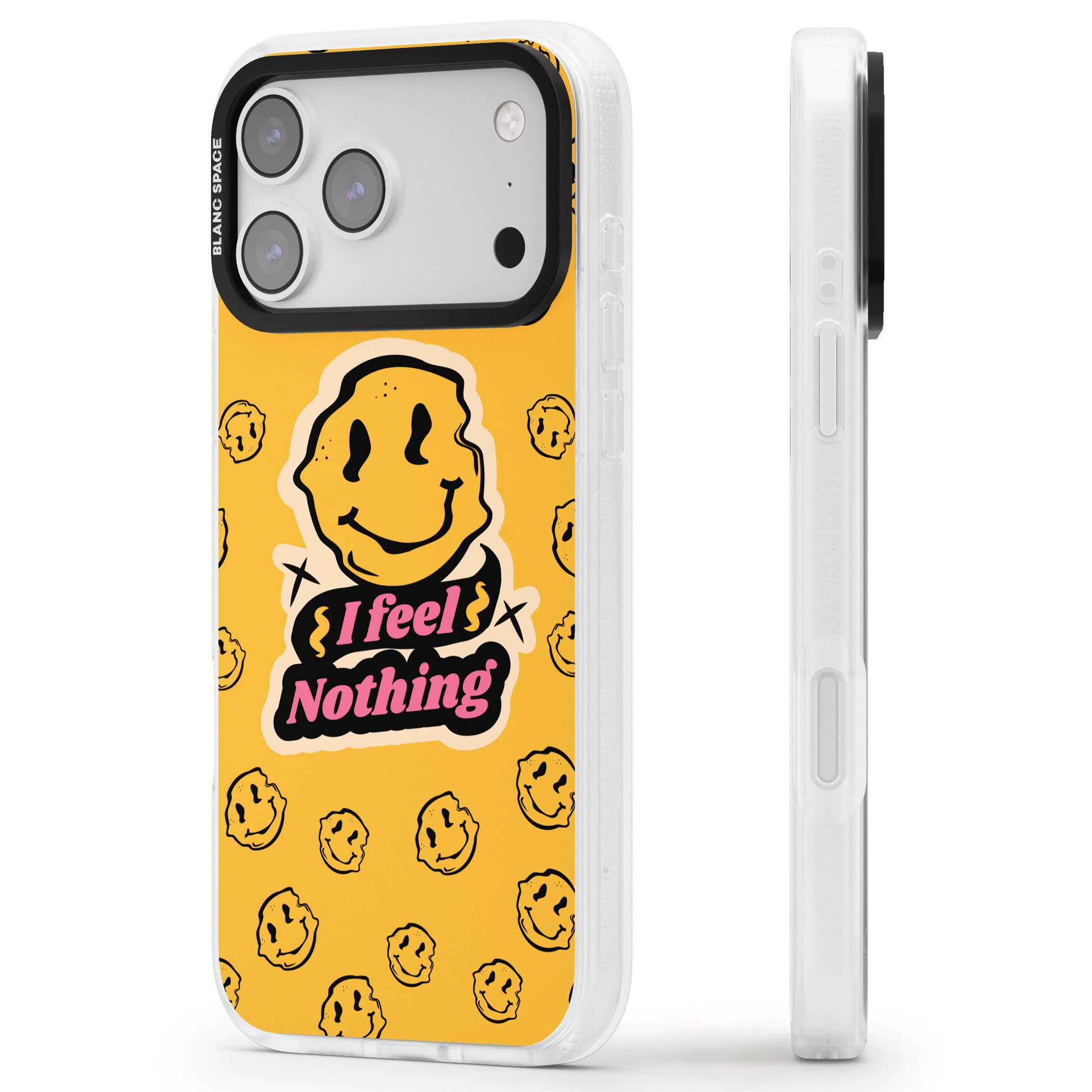 I Feel Nothing iPhone 17 Pro Impact Air Clear Phone Case Side Profile
