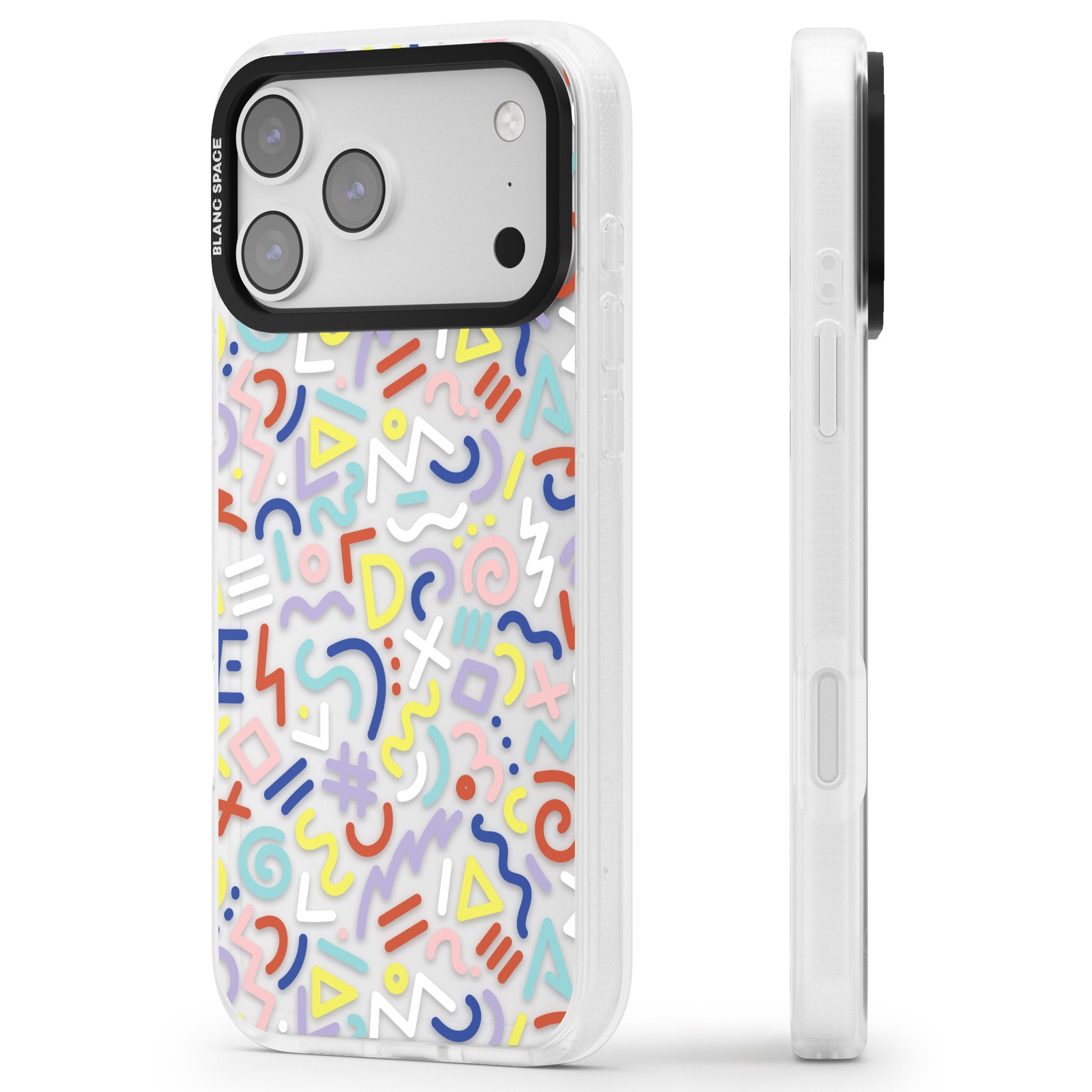 Colorful Retro Pattern iPhone 17 Pro Max Impact Air Clear Phone Case Side Profile
