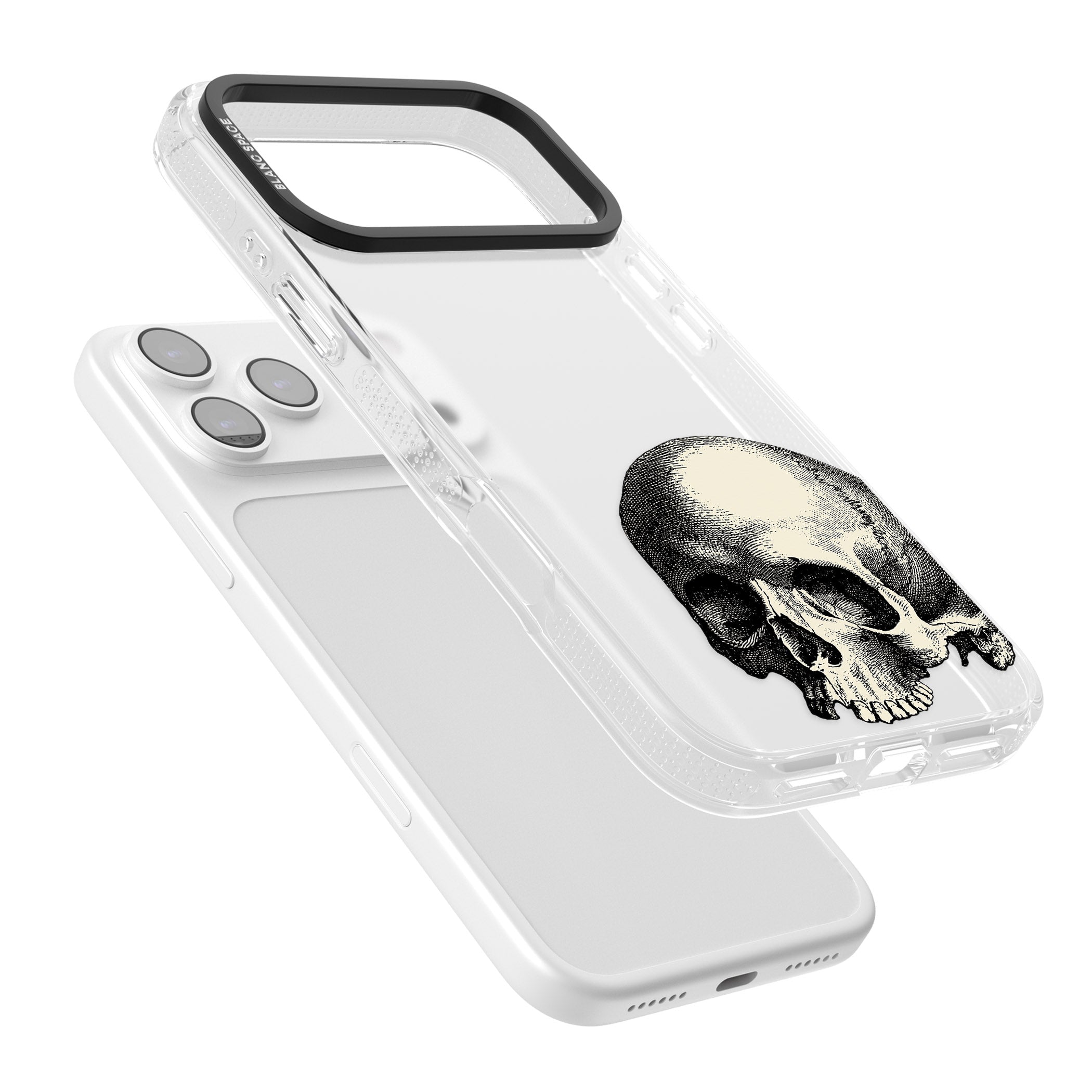Minimal Vintage Skull iPhone 17 Pro Impact Air Clear Phone Case Colours