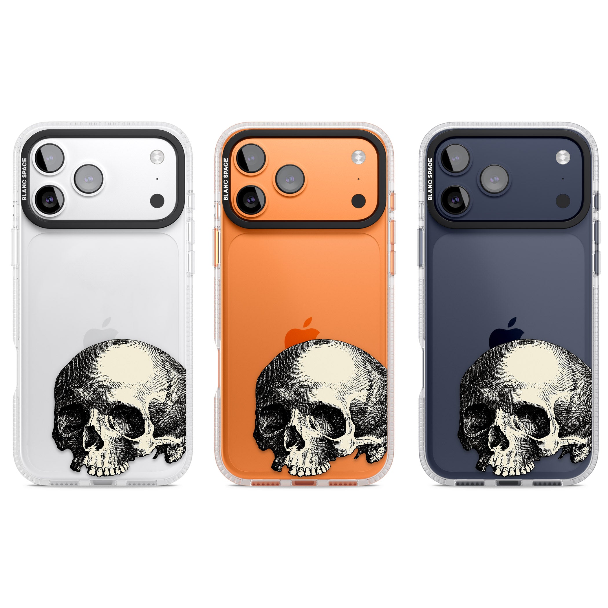 Minimal Vintage Skull iPhone 17 Pro Impact Air Clear Phone Case APT Impact Protection