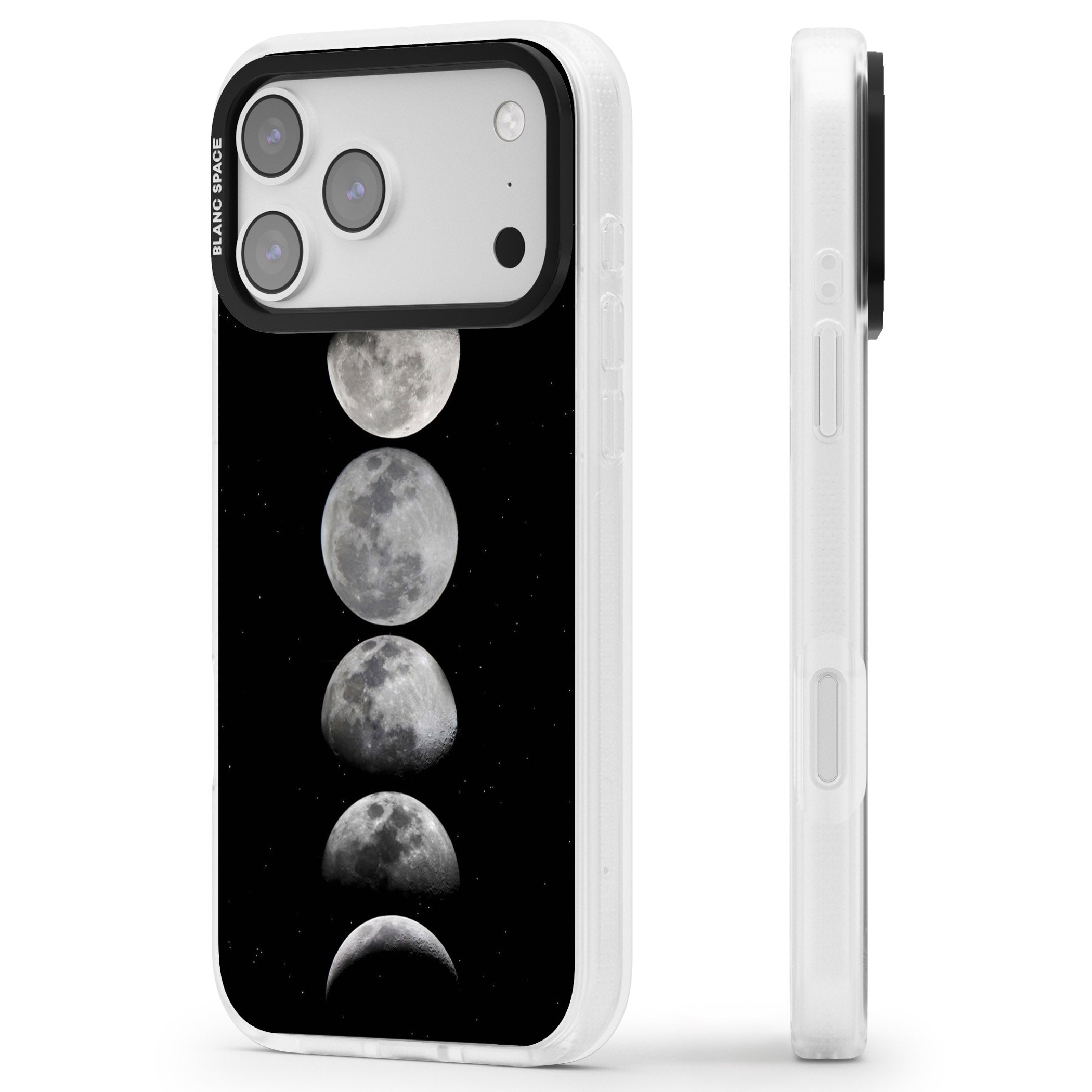 Phases Of The Moon iPhone 17 Pro Impact Air Clear Phone Case Side Profile