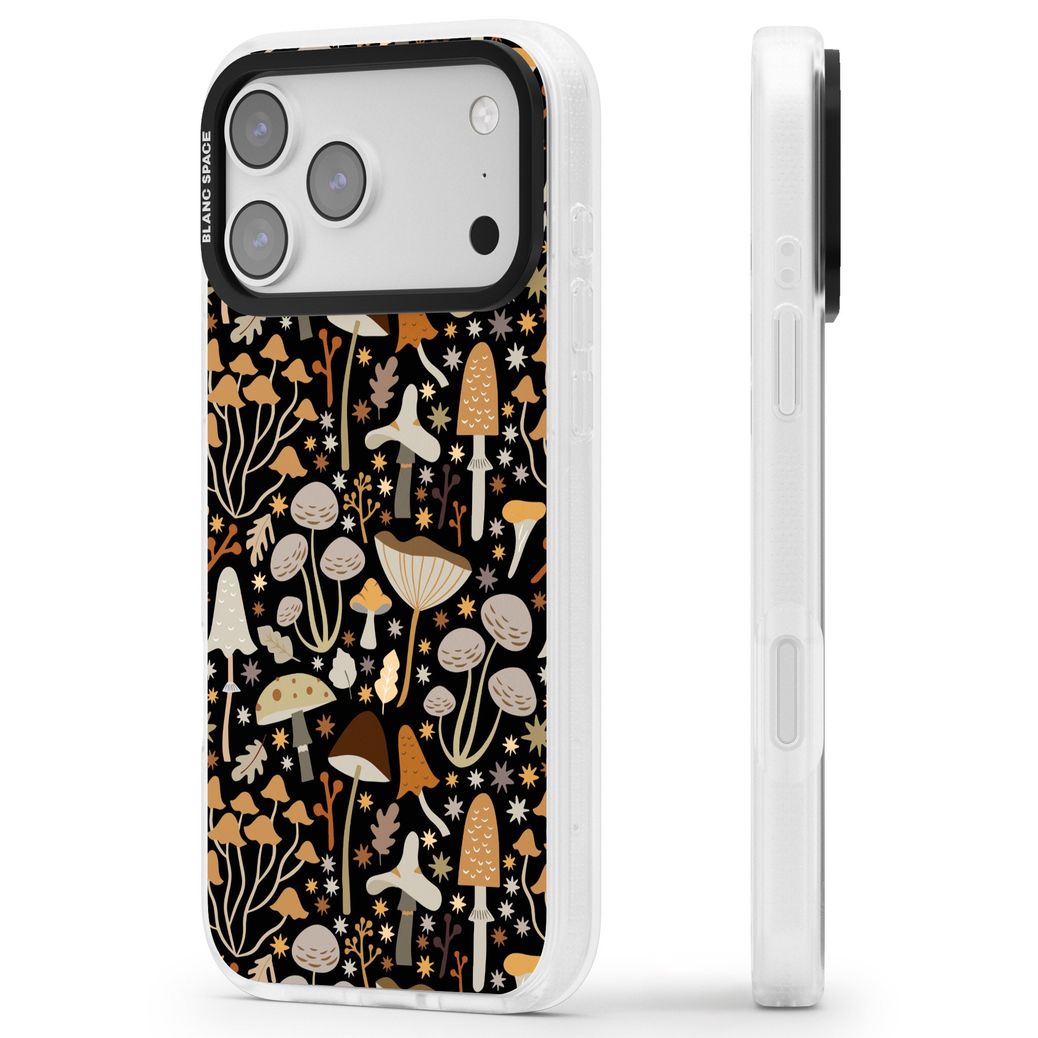 Mushroom Dream Pattern iPhone 17 Pro Max Impact Air Clear Phone Case Side Profile