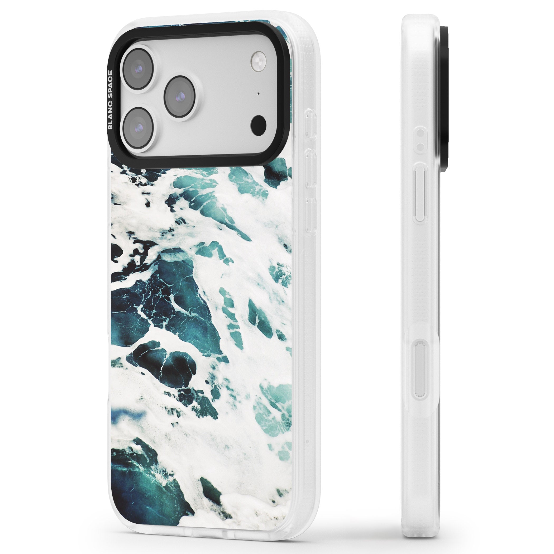 Ocean Surge iPhone 17 Pro Max Impact Air Clear Phone Case Side Profile