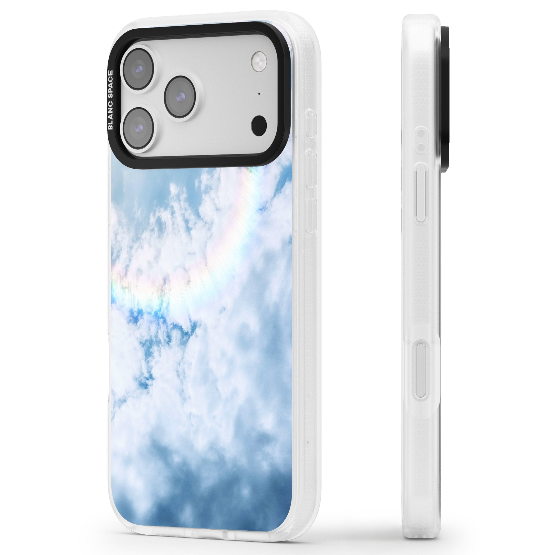 Pastel Rainbow Sky iPhone 17 Pro Max Impact Air Clear Phone Case Side Profile