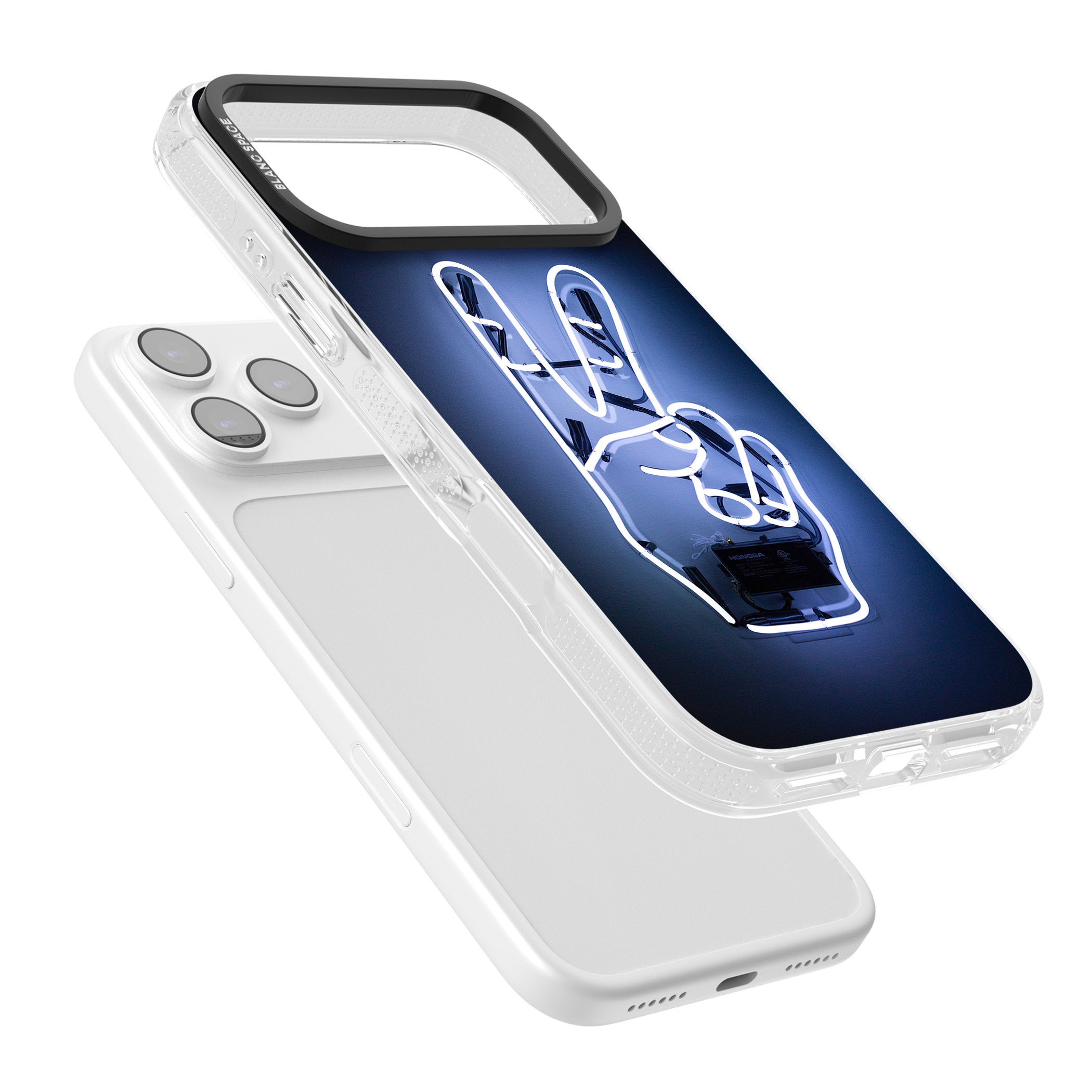 Neon Peace Sign iPhone 17 Pro Max Impact Air Clear Phone Case Colours