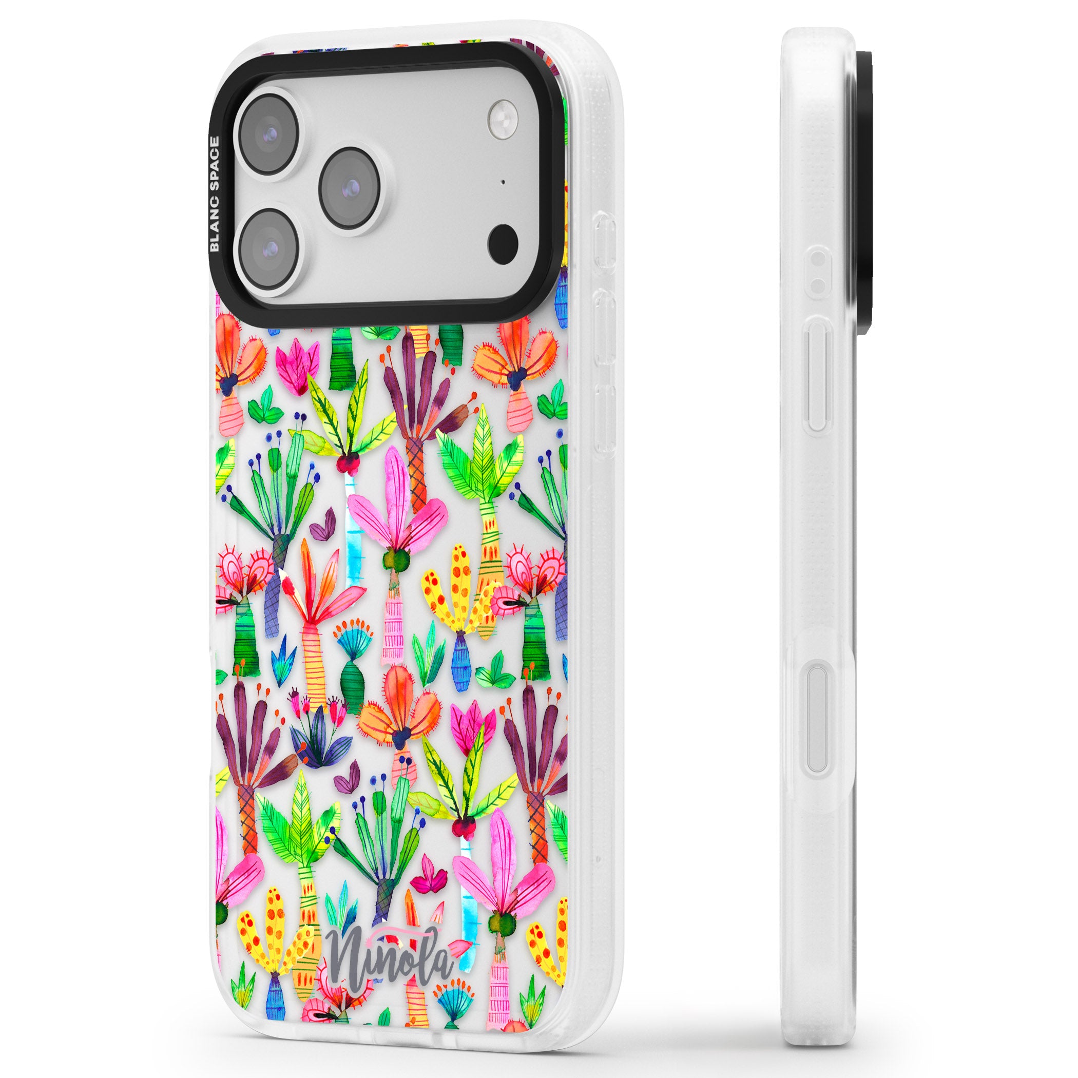 Tropical Botanical iPhone 17 Pro Impact Air Clear Phone Case Side Profile