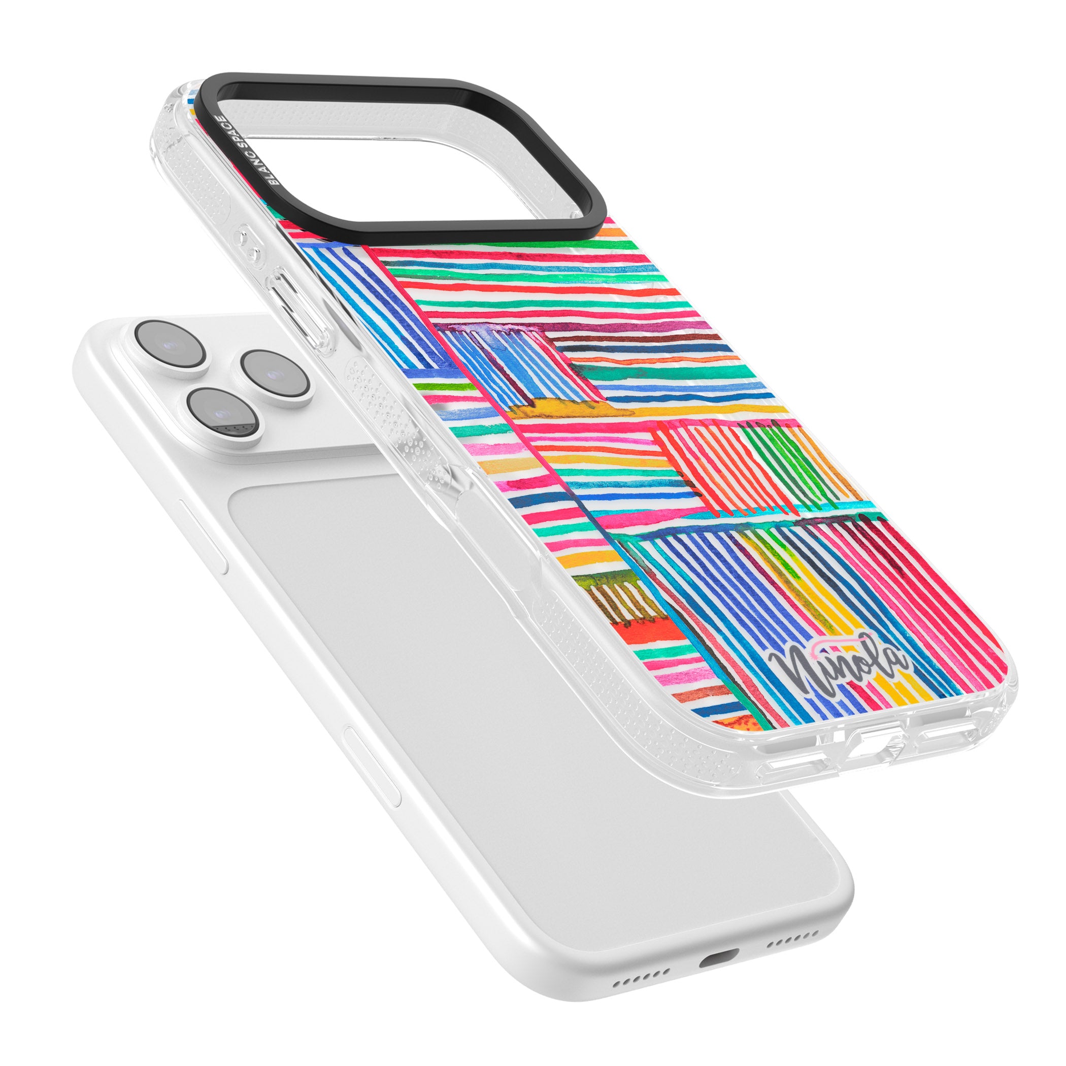 Vibrant Watercolor Lines iPhone 17 Pro Impact Air Clear Phone Case Colours