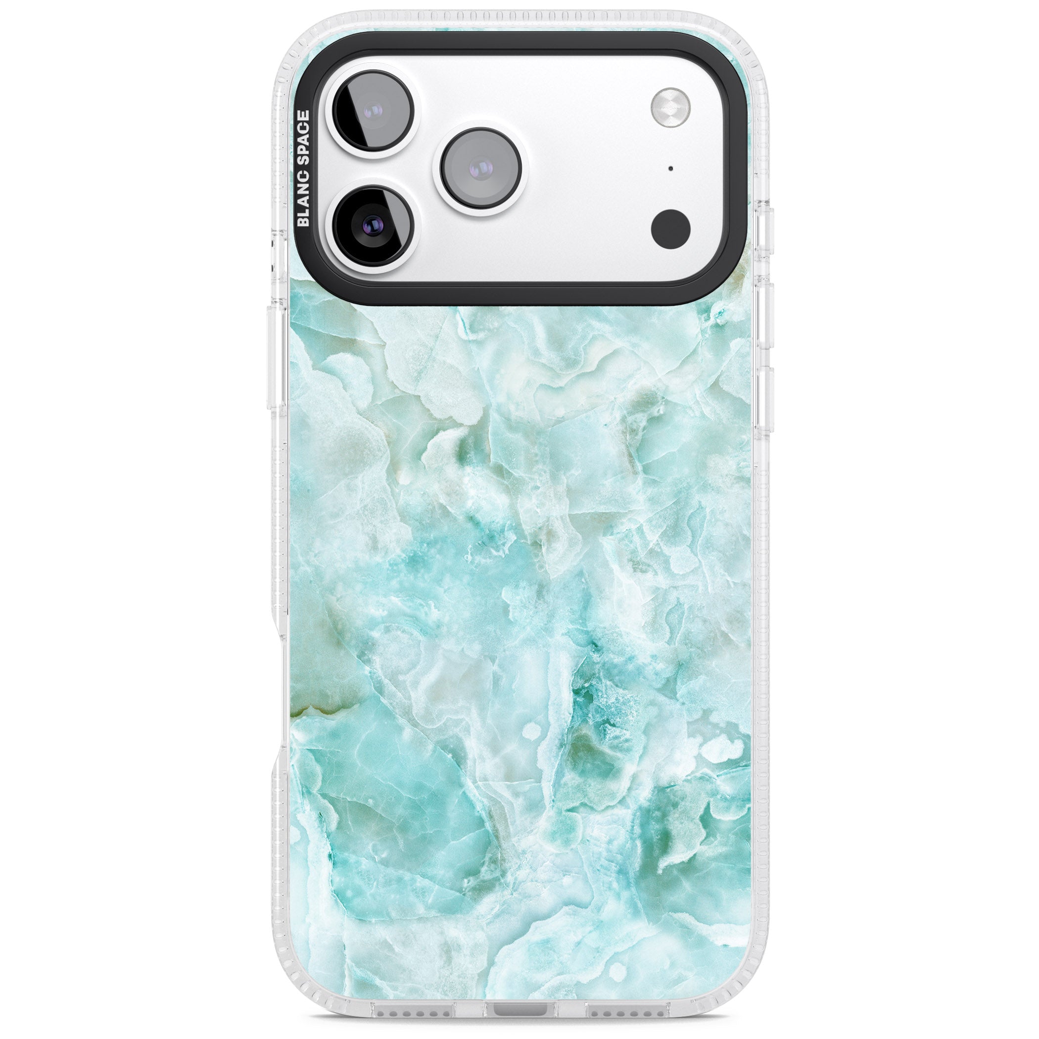 Aqua Onyx Marble iPhone 17 Pro Impact Air Clear Phone Case