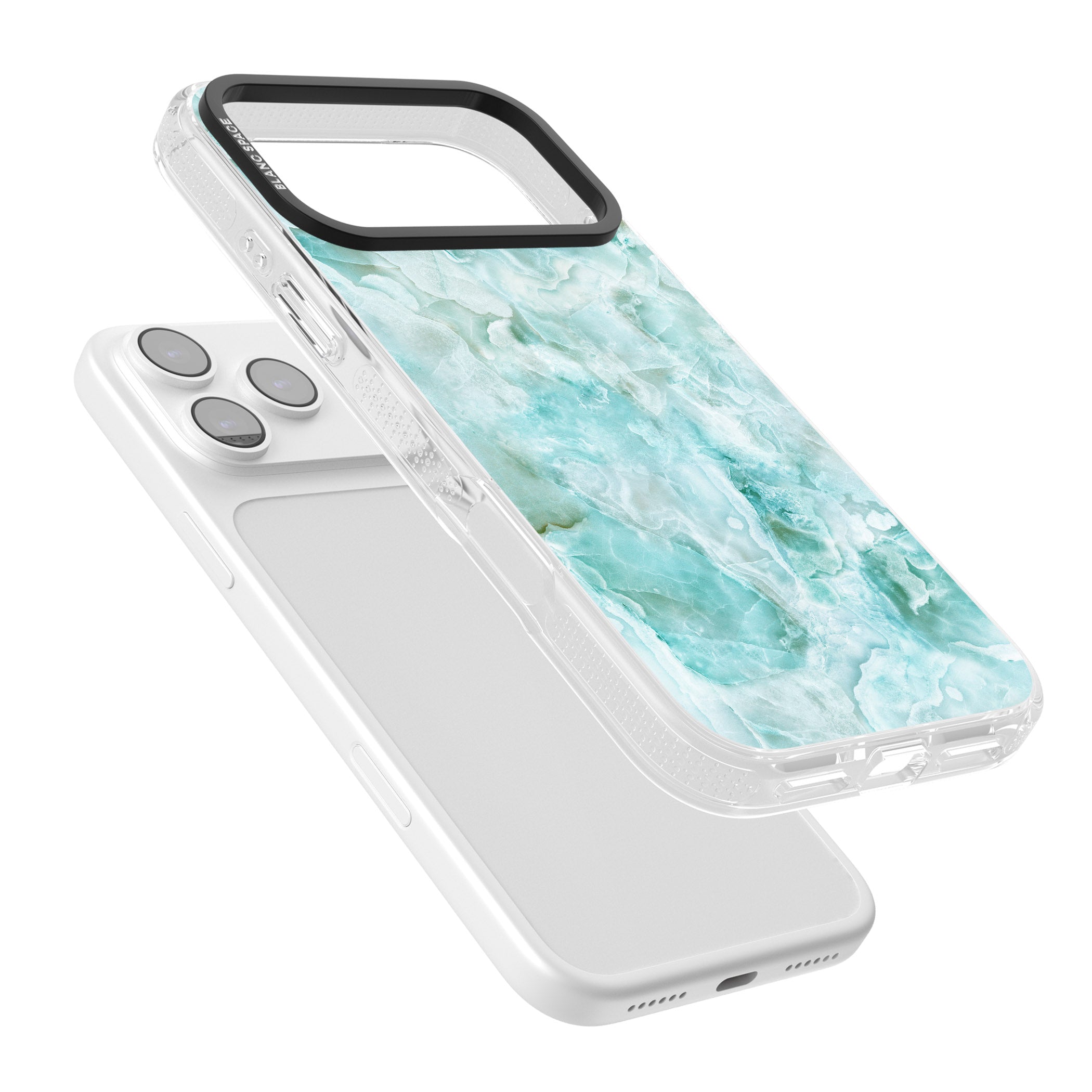 Aqua Onyx Marble iPhone 17 Pro Impact Air Clear Phone Case Colours