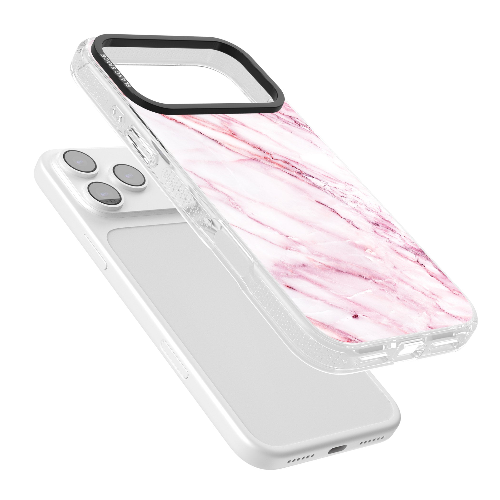 White Pink Onyx Marble iPhone 17 Pro Impact Air Clear Phone Case Colours