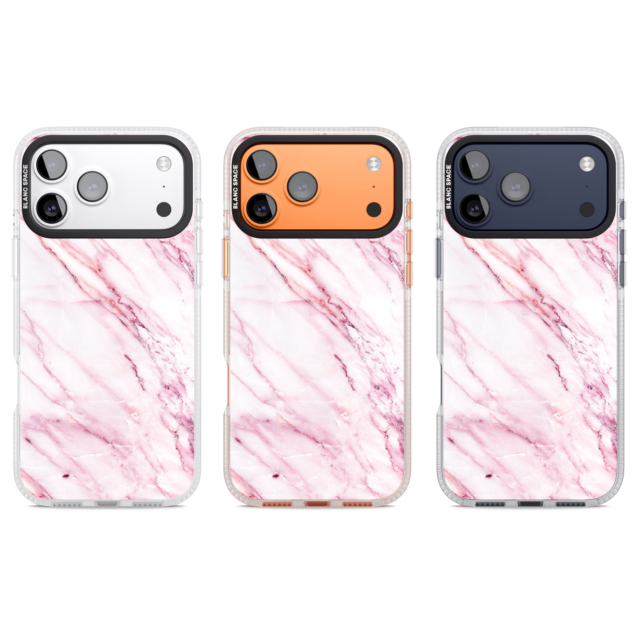 White Pink Onyx Marble iPhone 17 Pro Impact Air Clear Phone Case APT Impact Protection